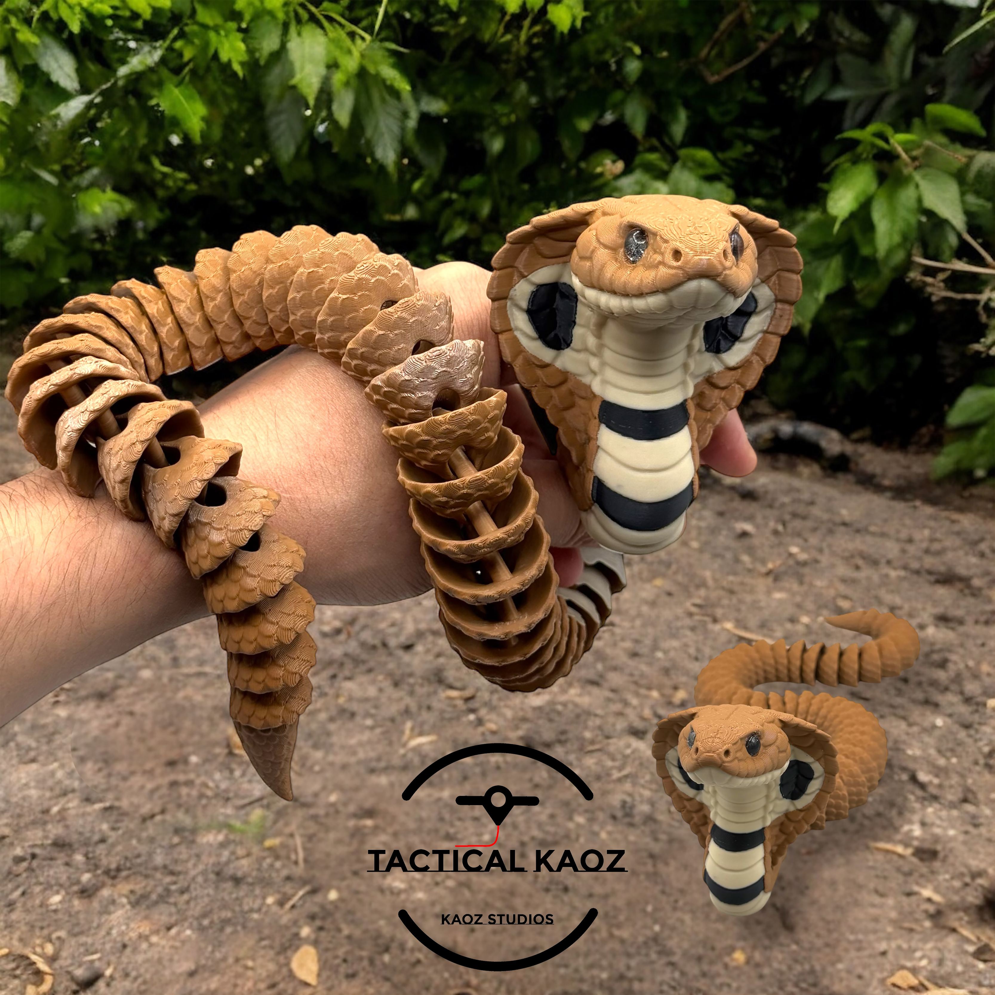 Articulated Cobra snake | Pre-Painted + Optional 8mm Glass Eye Version 3D STL Model — view 2