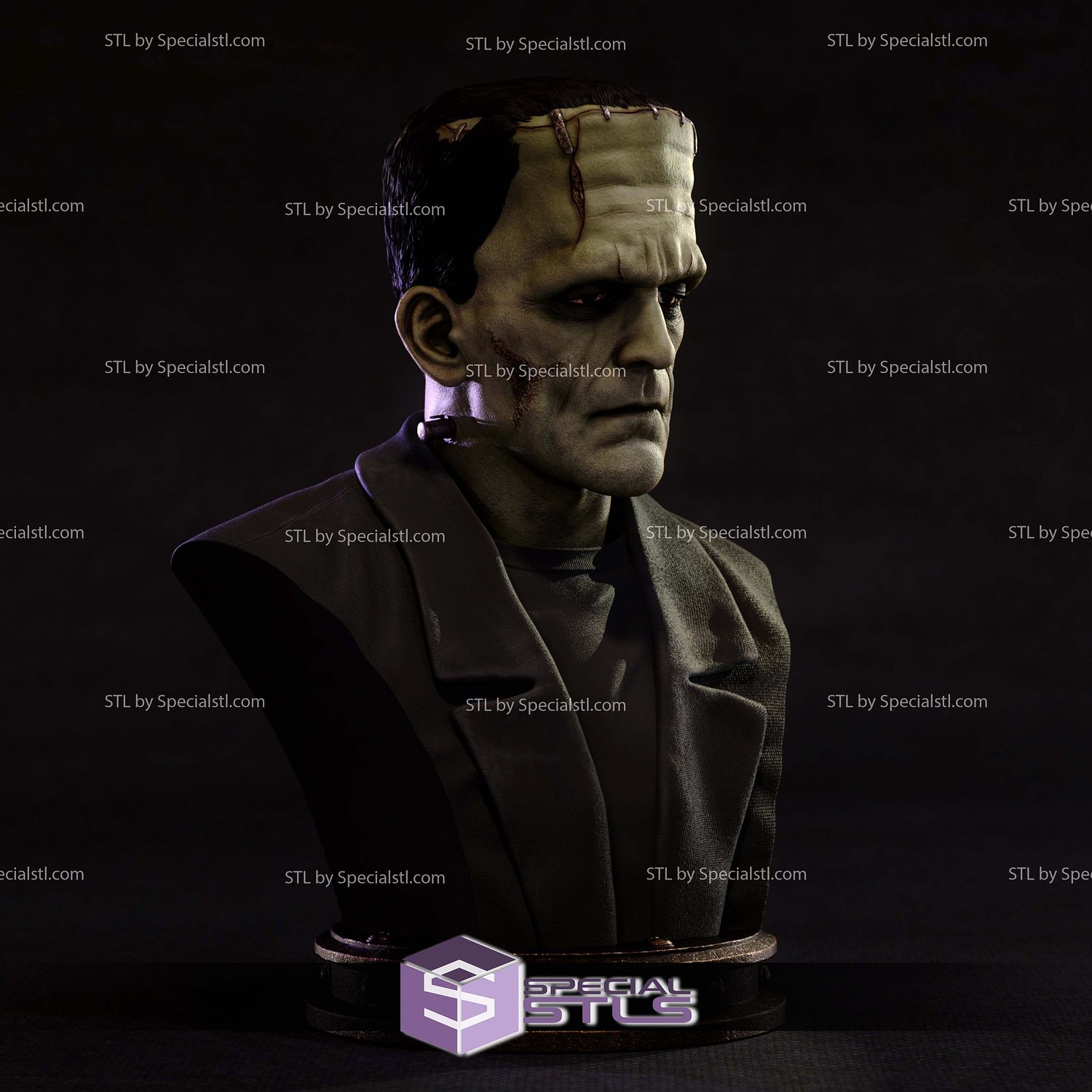 Frankenstein 220mm Bust STL Files 3D Model — view 3