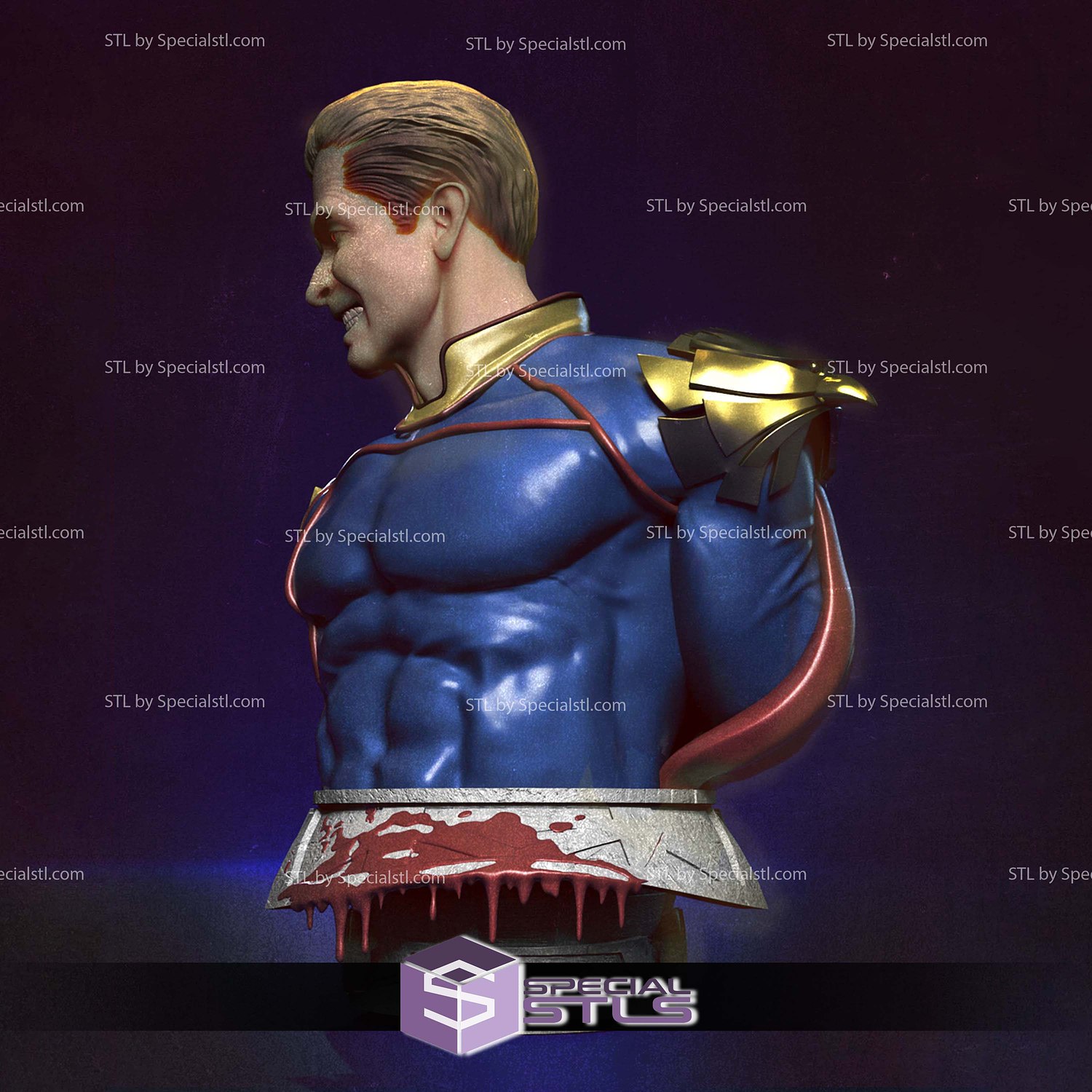 Homelander Angry Bust 3D Printer Files STL Model — view 3