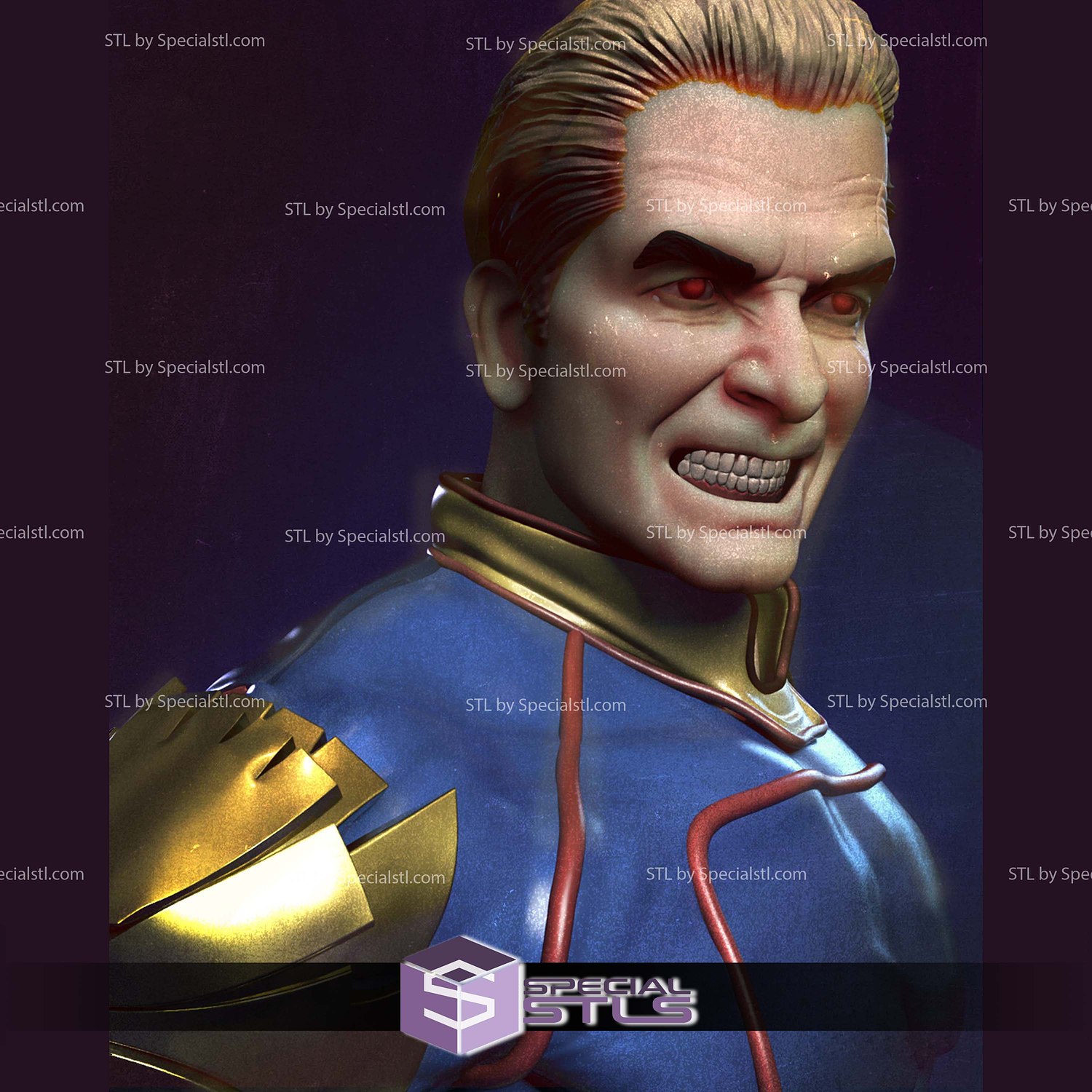 Homelander Angry Bust 3D Printer Files STL Model — view 4