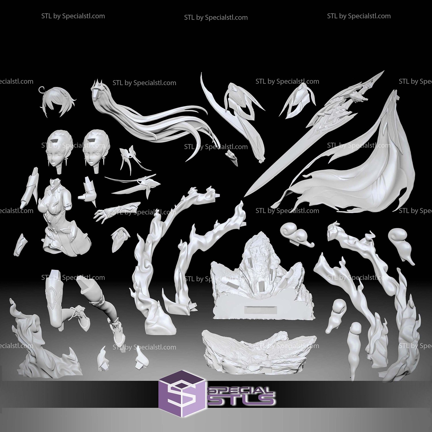 Herrscher of Flamescion Kiana Kaslana STL Files 3D Model — view 3