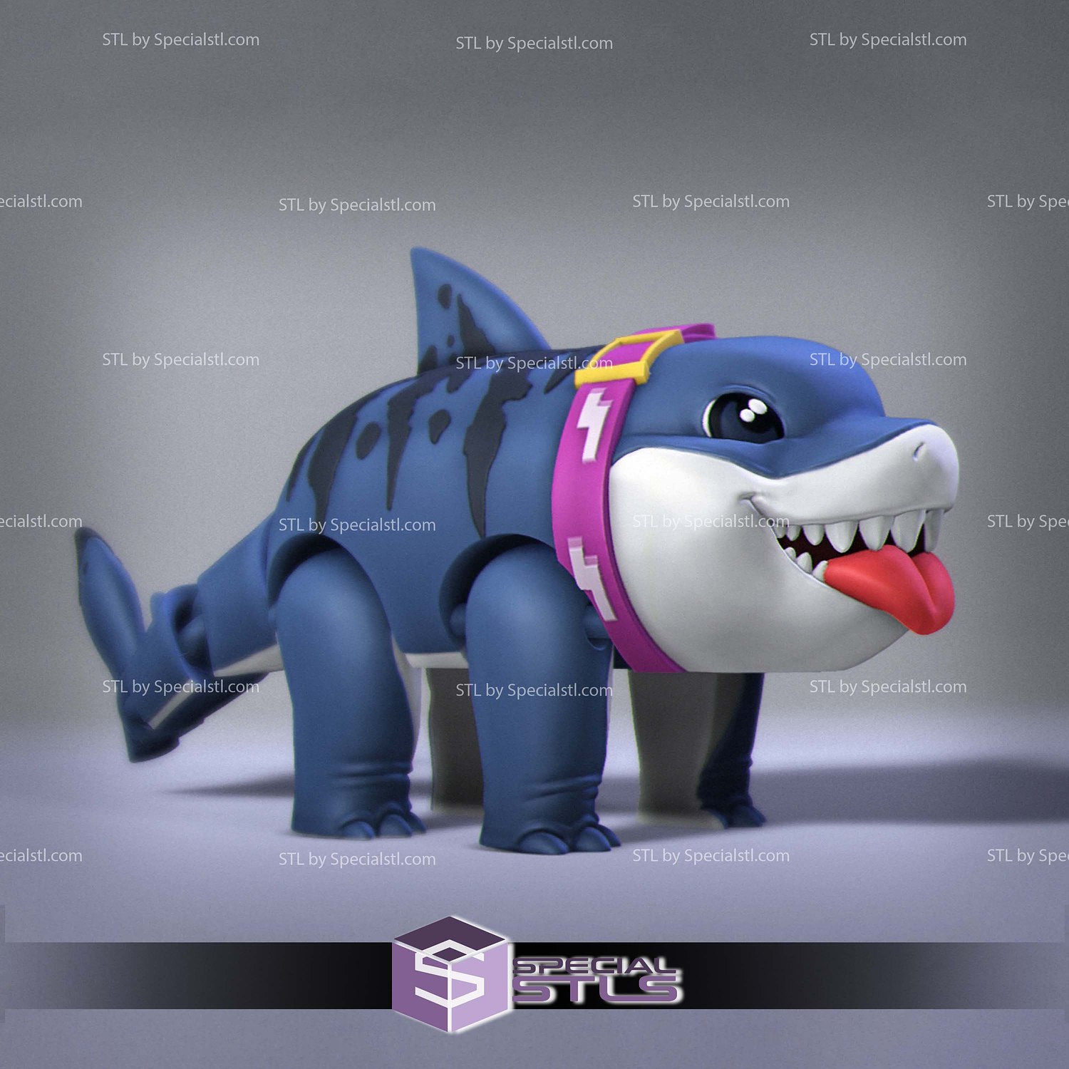 Flexi Marvel Rivals Jeff the Land Shark Color 3D Print STL Model — view 2