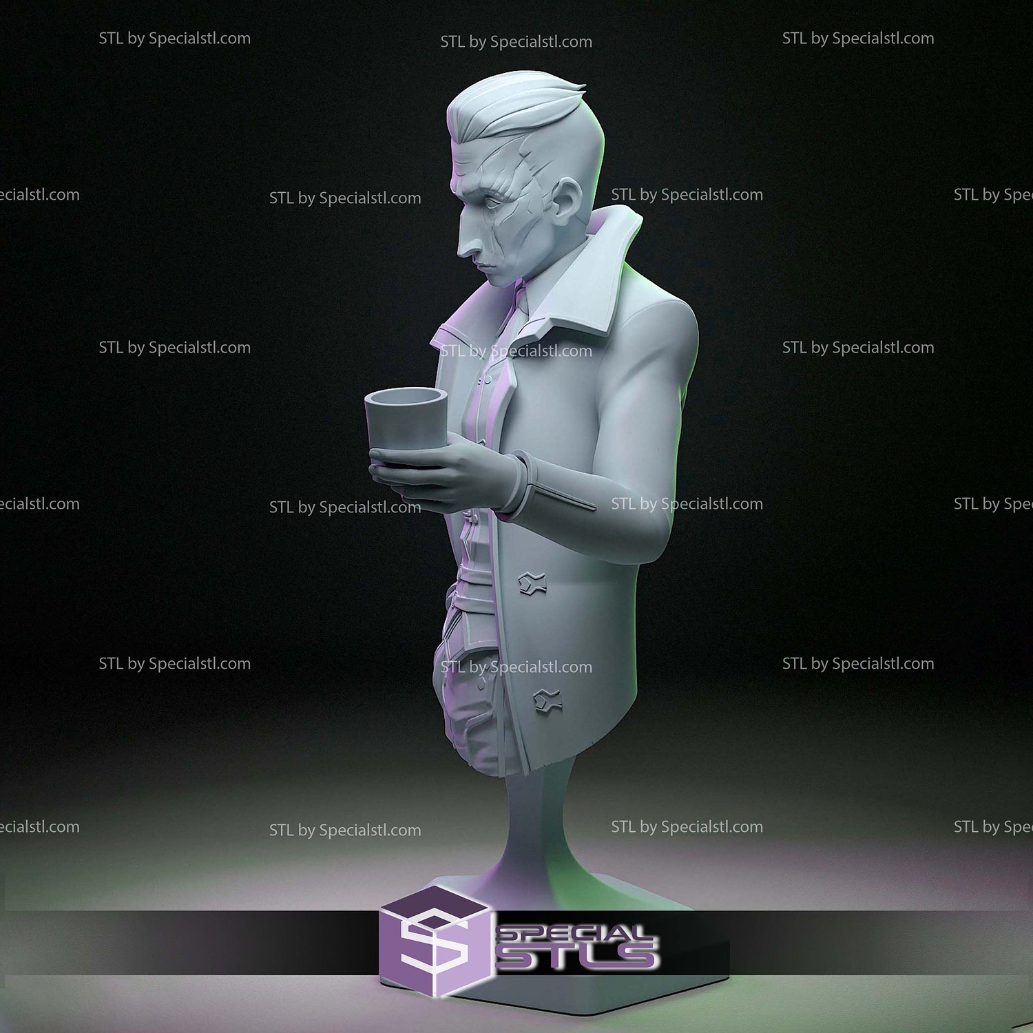 Silco Arcane Bust STL Files 3D Model — view 2
