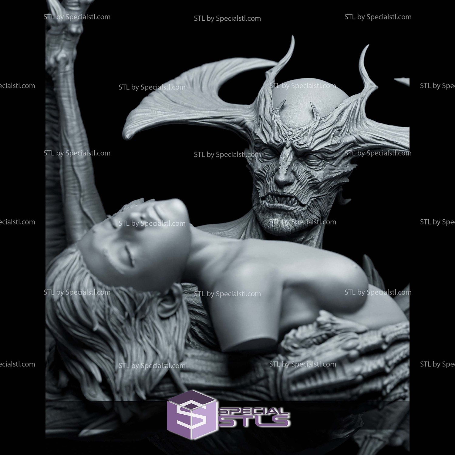 Devilman Bust 203mm STL Files 3D Model — view 4