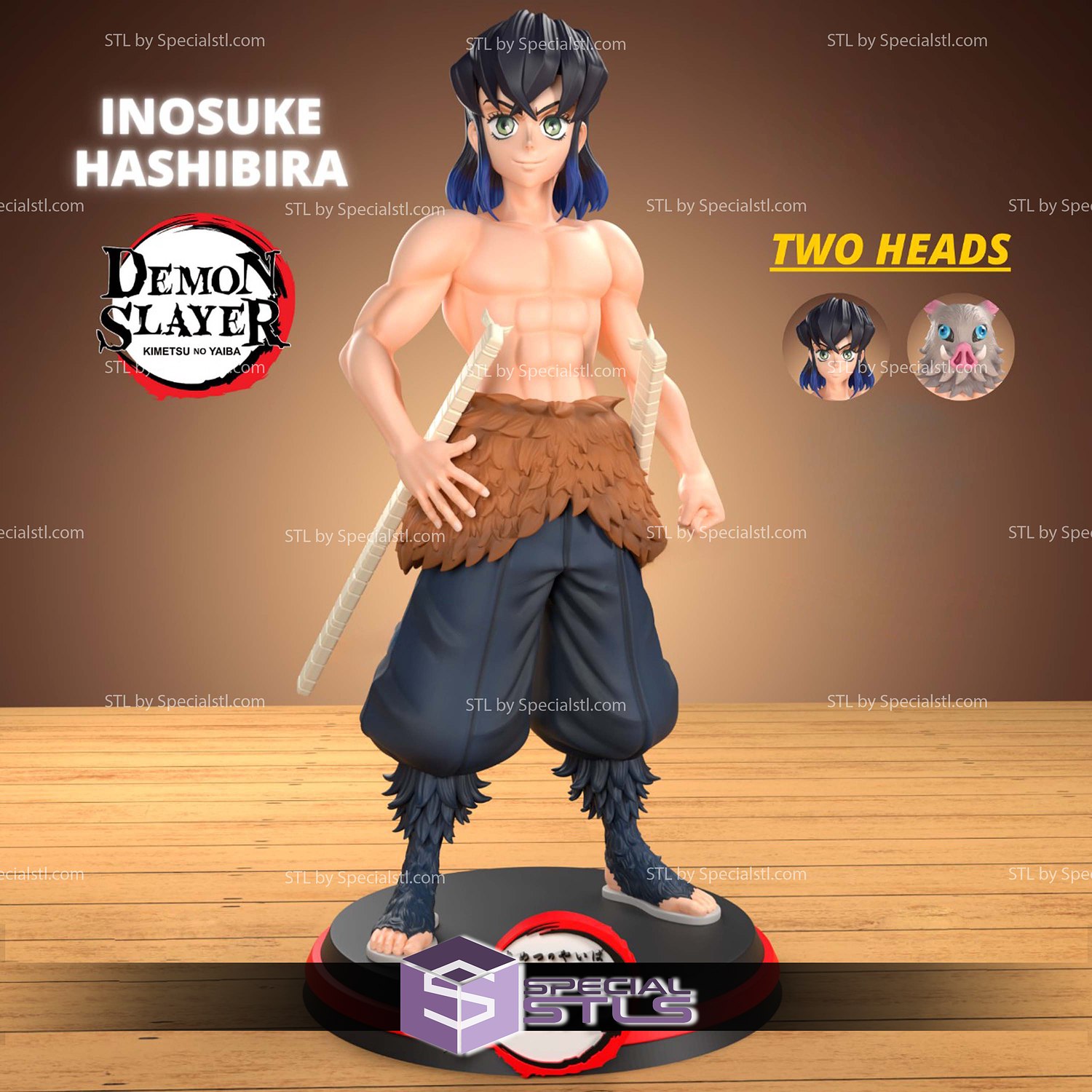 Inosuke Hashibira Standing 3D Printer Files STL Model — view 2