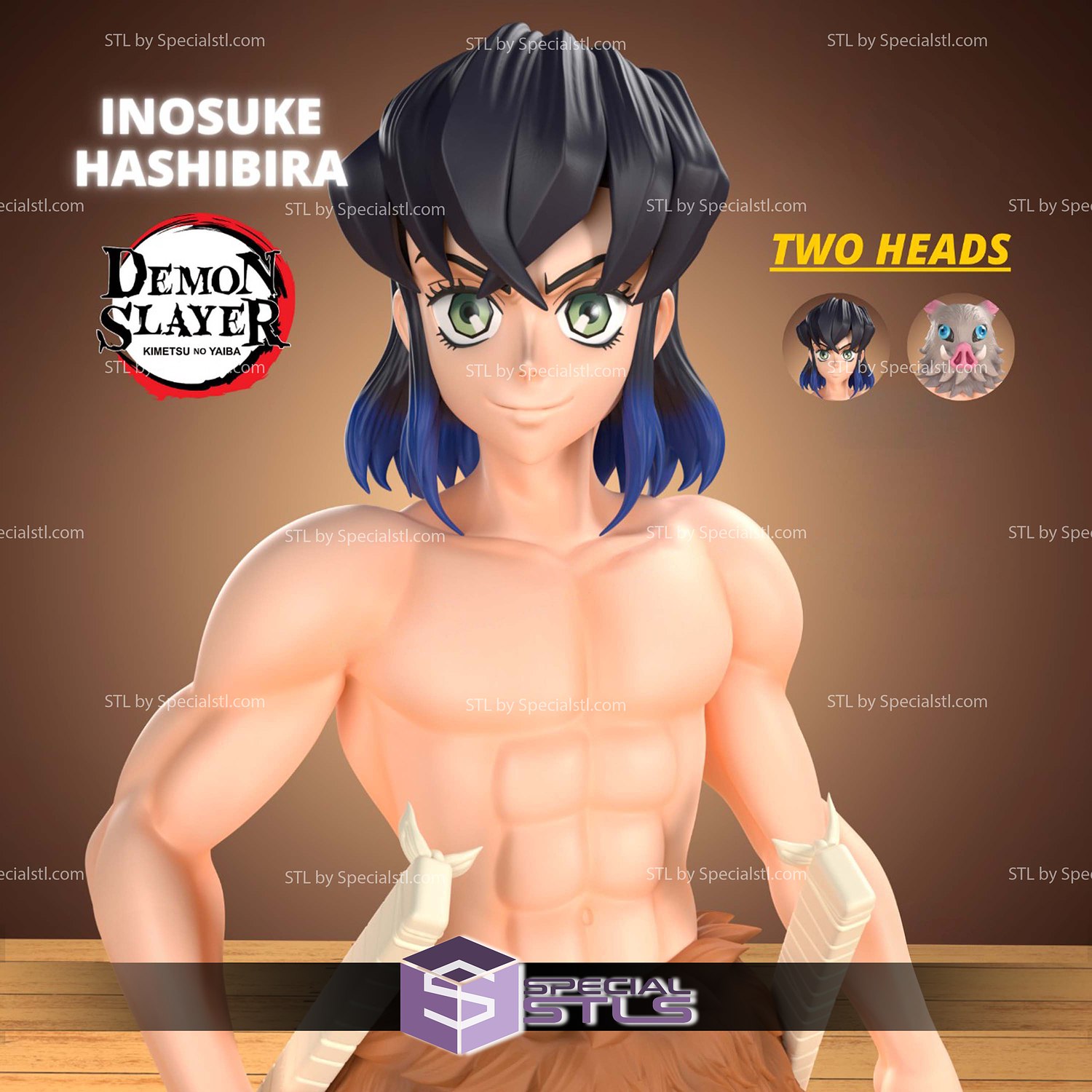 Inosuke Hashibira Standing 3D Printer Files STL Model — view 3