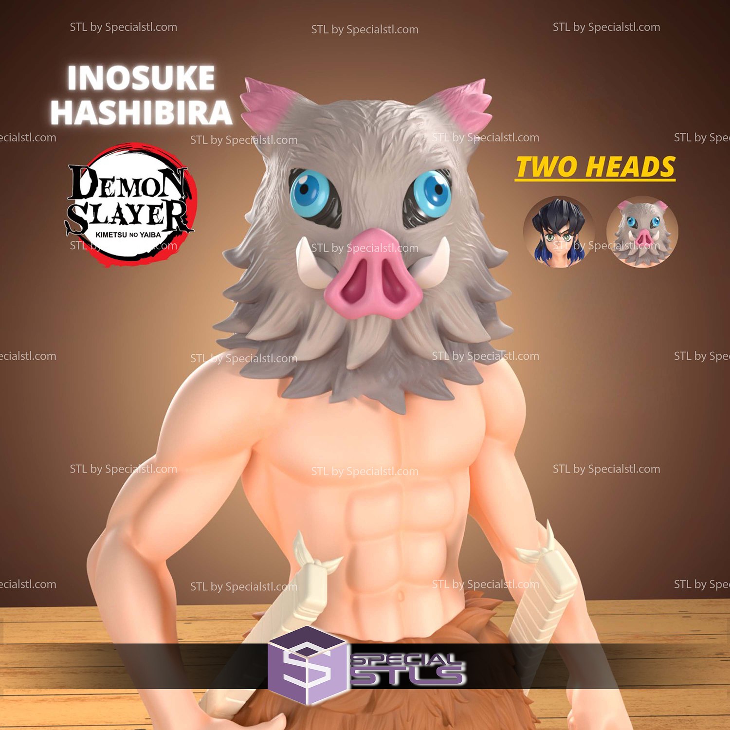 Inosuke Hashibira Standing 3D Printer Files STL Model — view 4