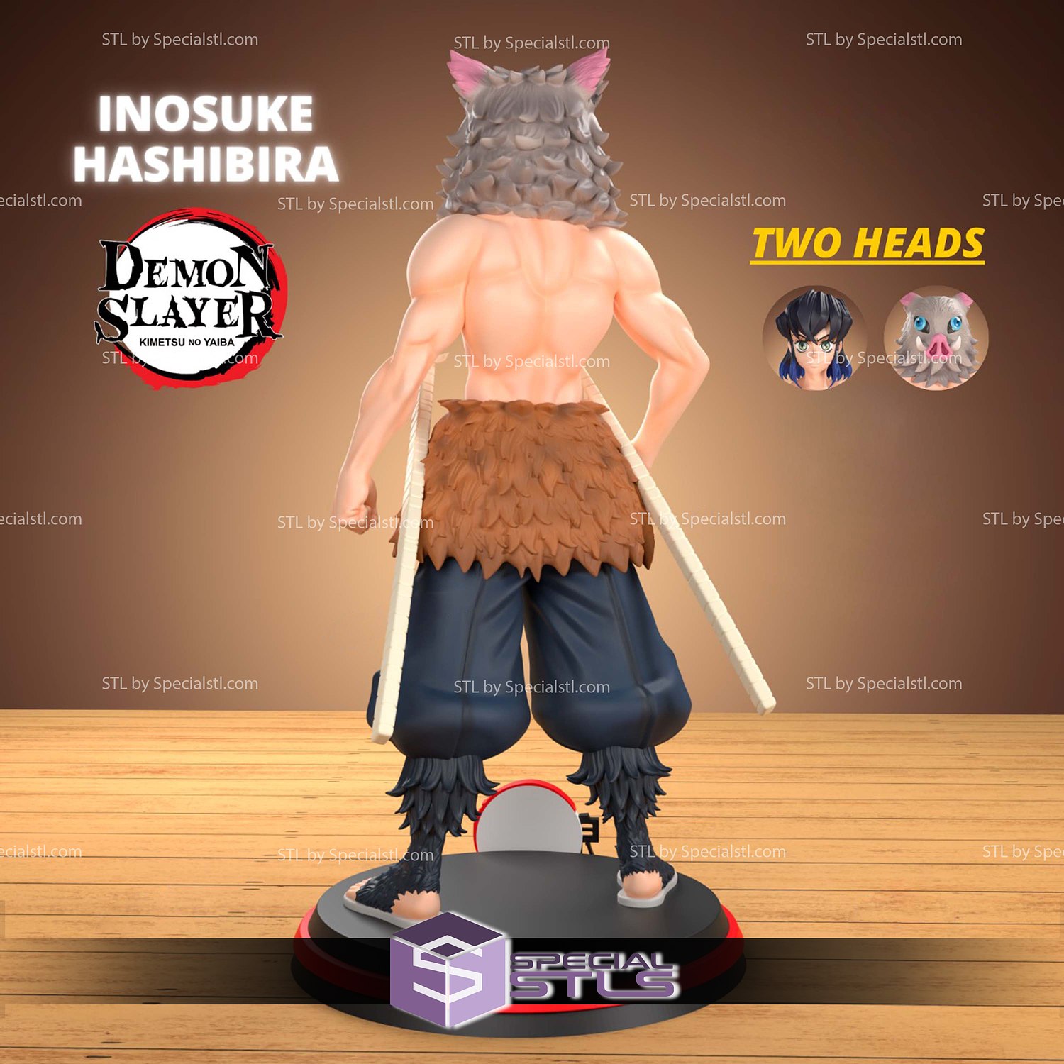 Inosuke Hashibira Standing 3D Printer Files STL Model — view 5