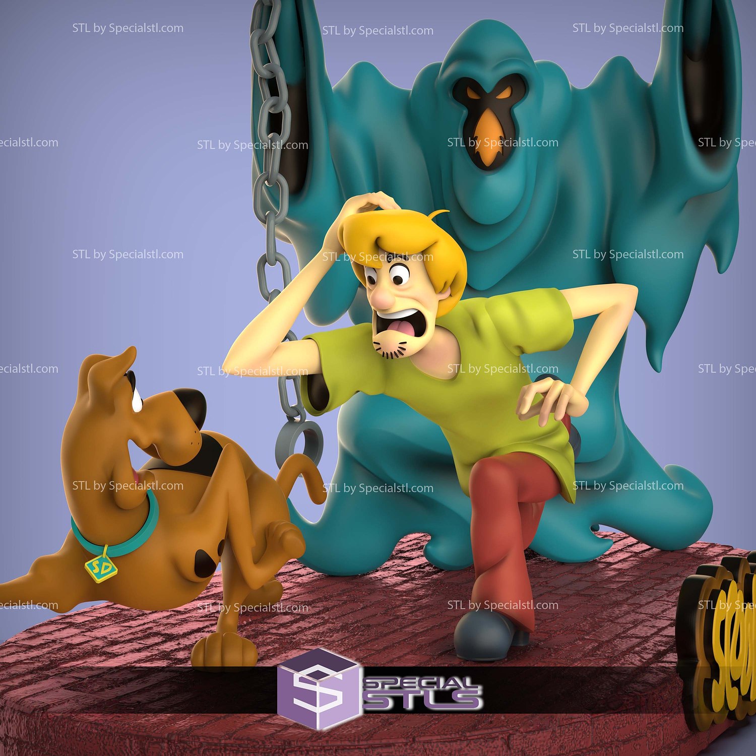 Halloween Scooby Doo and Shaggy Sculptures 3D Printing STL Model — view 4