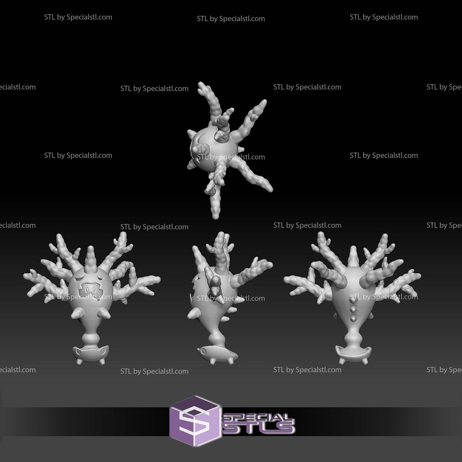 Pokemon STL Collection Galarian Corsola Cursola 3D Model — view 2