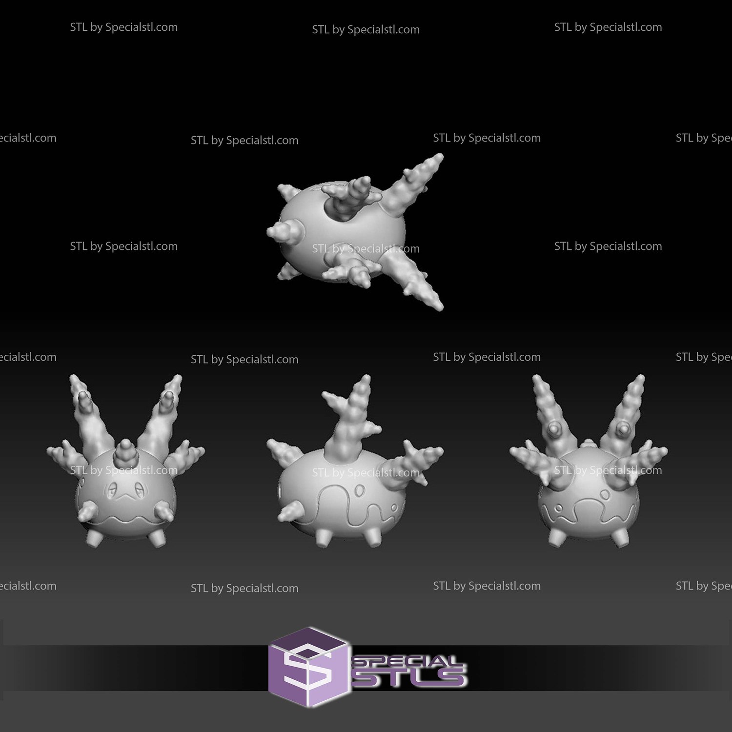 Pokemon STL Collection Galarian Corsola Cursola 3D Model — view 3