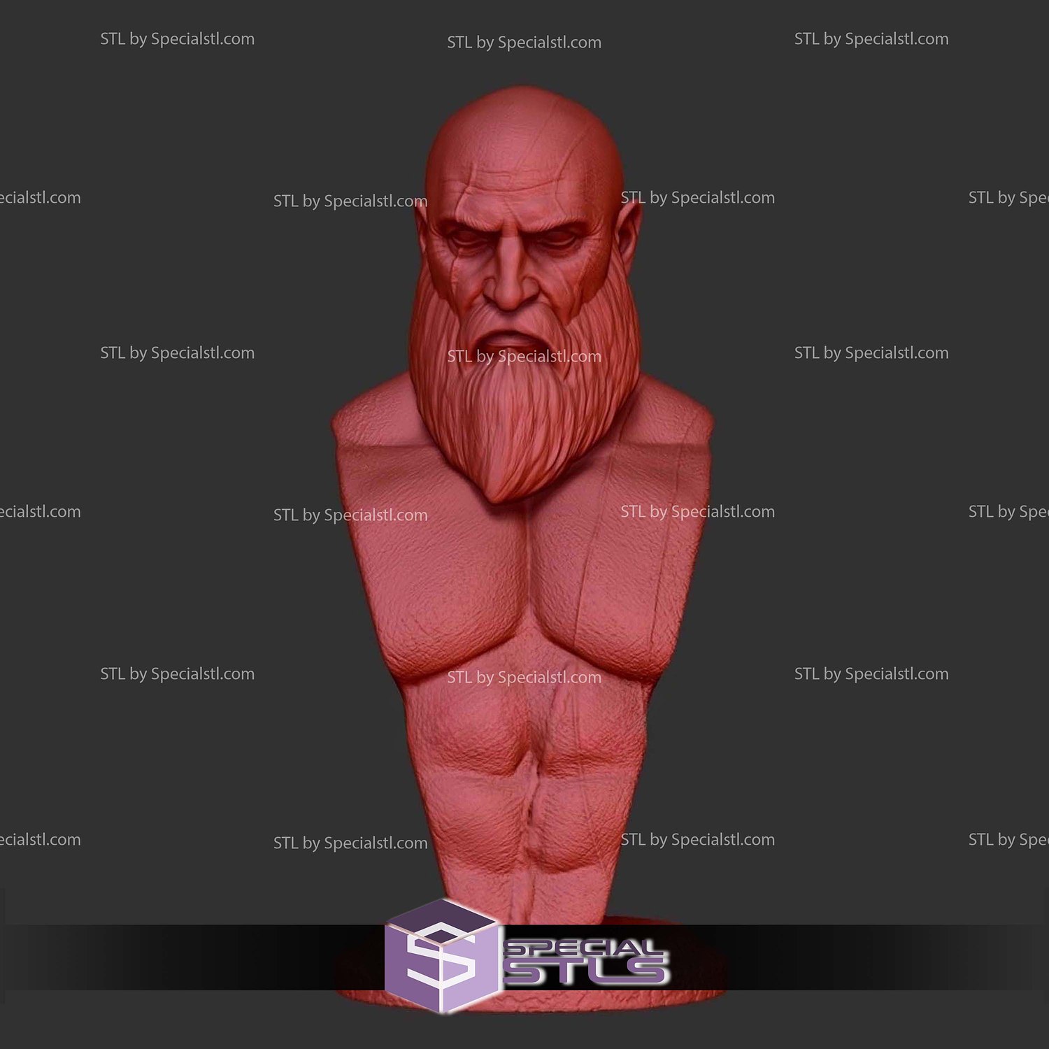 Basic STL - Kratos Bust 3D Model — view 2