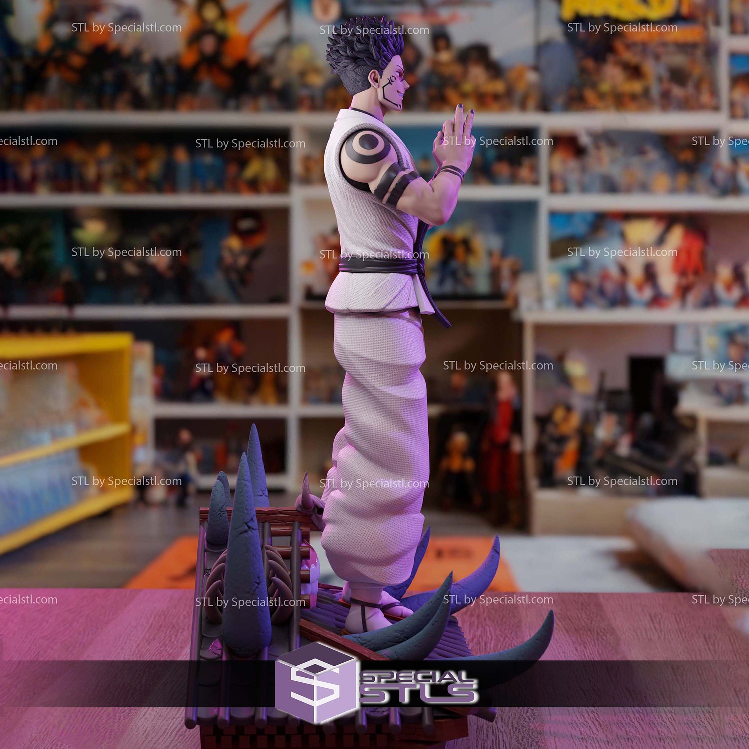 Ryomen Sukuna on Roof Jujutsu Kaisen Sculptures 3D Printing STL Model — view 4