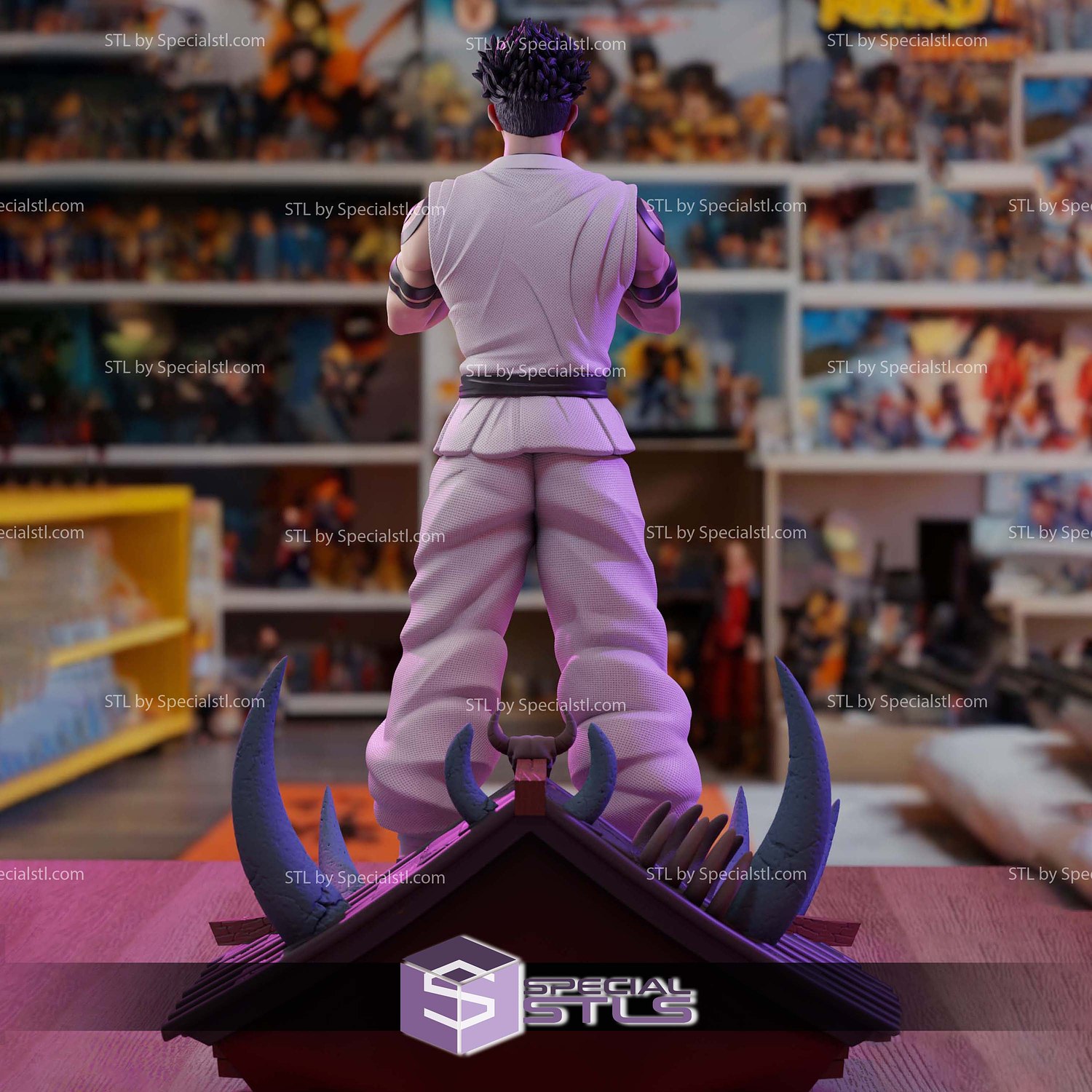 Ryomen Sukuna on Roof Jujutsu Kaisen Sculptures 3D Printing STL Model — view 5