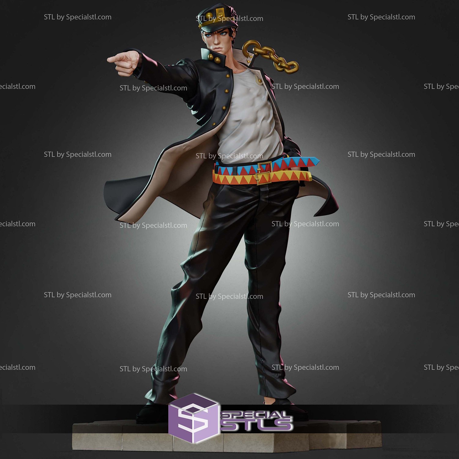 Jotaro Kujo Pointing Sculptures 3D Printing STL Model — view 5