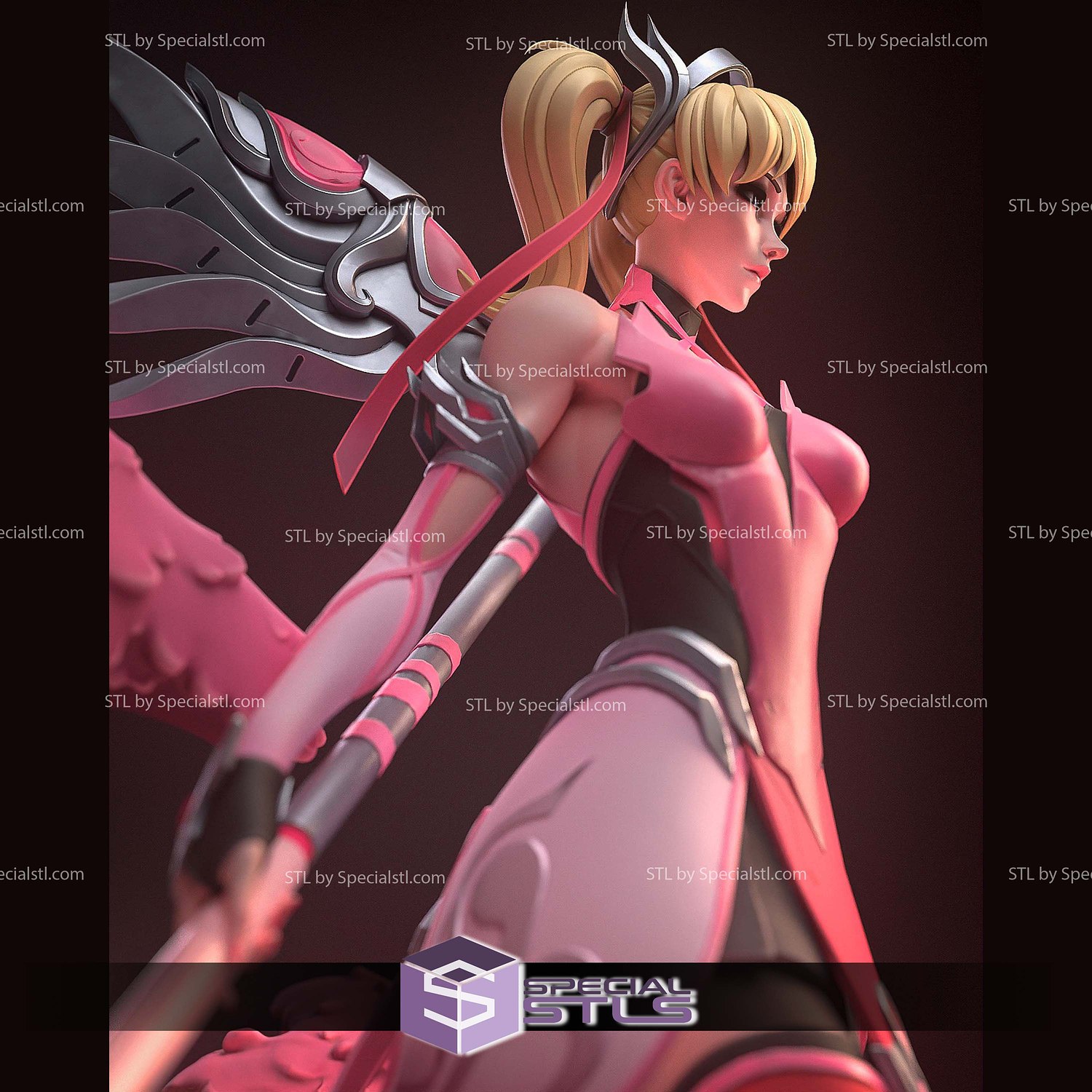 Mercy Overwatch Pink Suit STL Files 3D Model — view 2