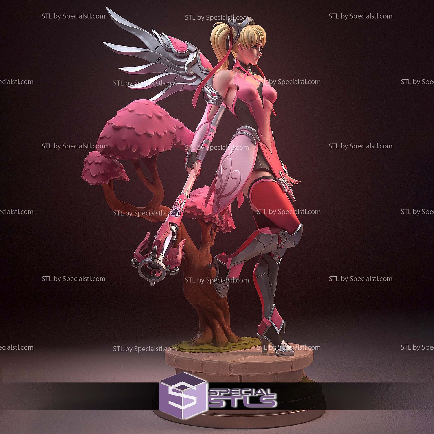 Mercy Overwatch Pink Suit STL Files 3D Model — view 3