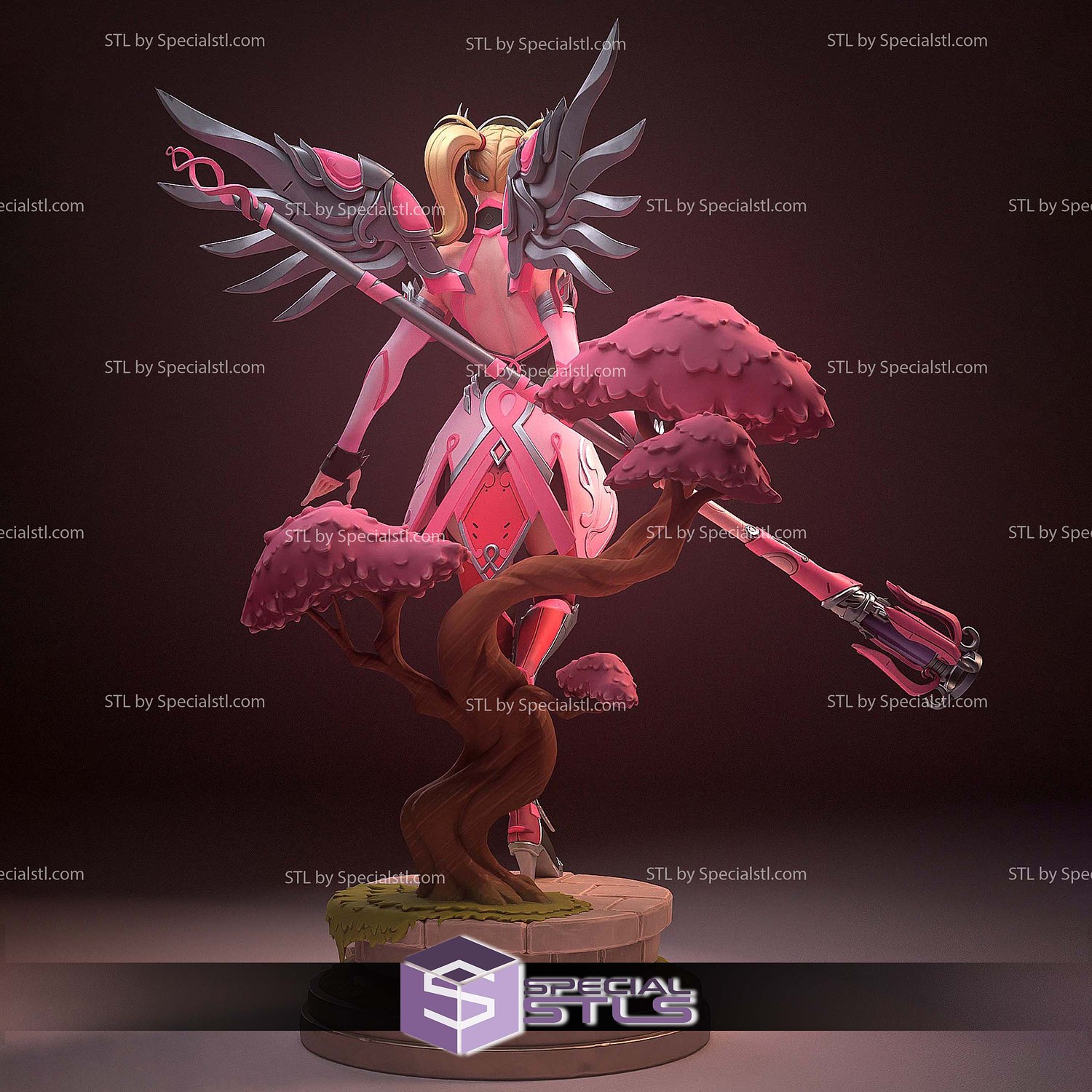Mercy Overwatch Pink Suit STL Files 3D Model — view 5