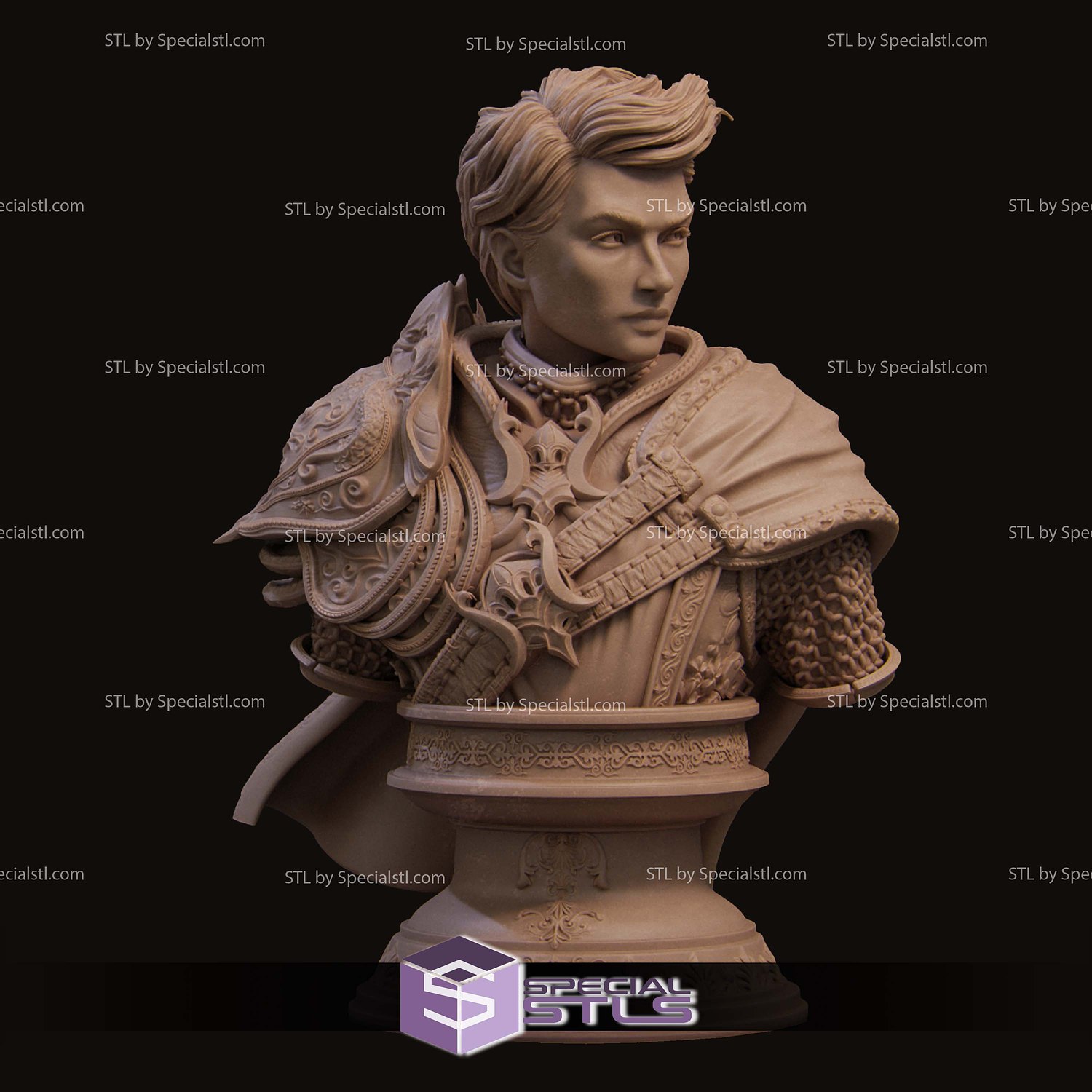 Aaron the Paladin Bust 3D Printer Files STL Model — view 4