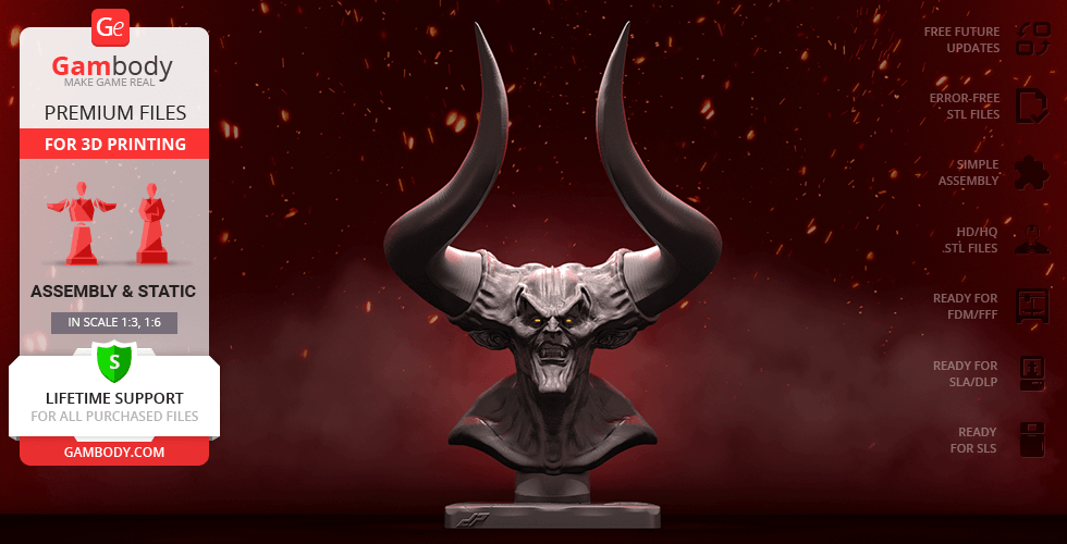 Darkness Bust 3D Printer Files | Assembly STL Model
