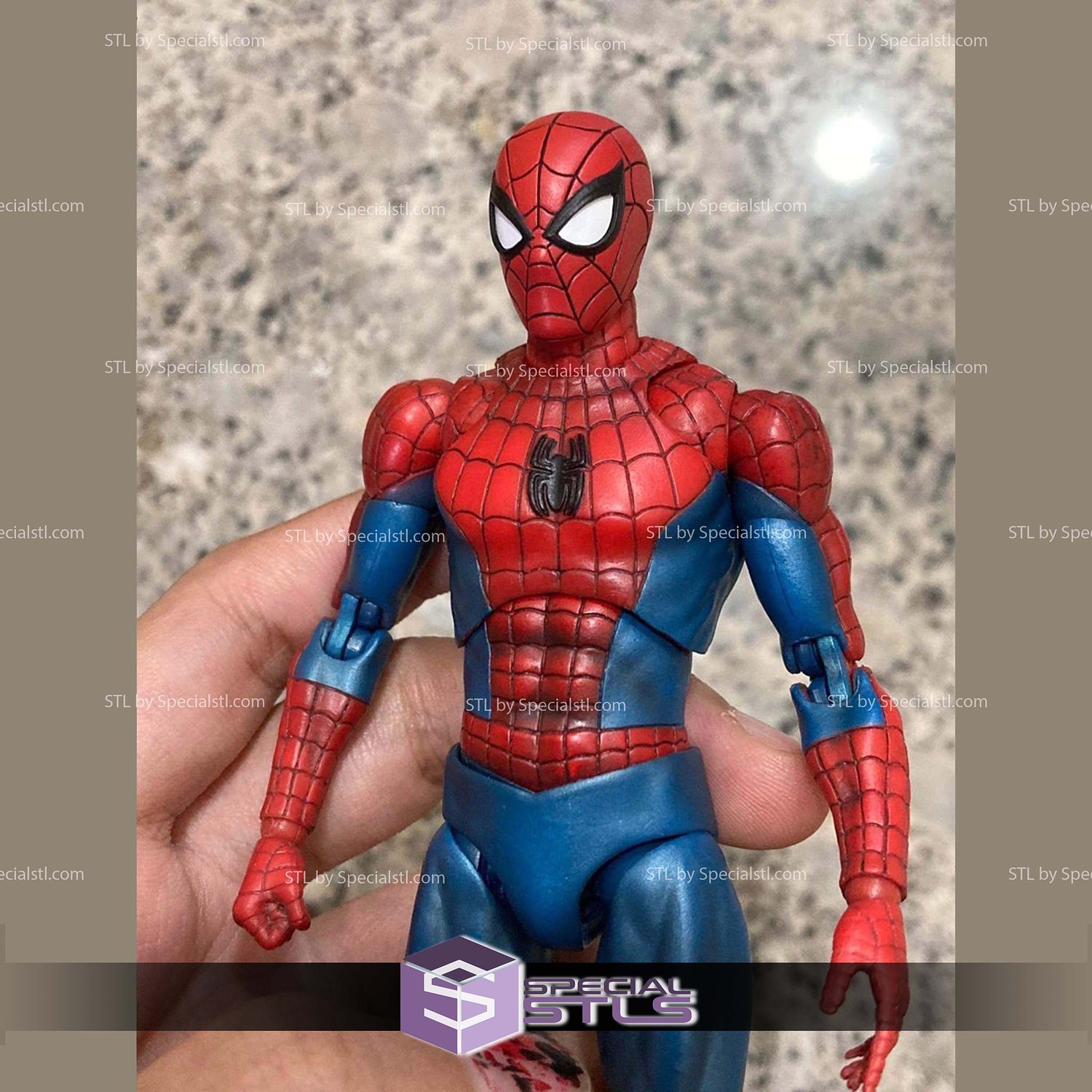 Custom Head STL Spiderman PS4 3D Model — view 3