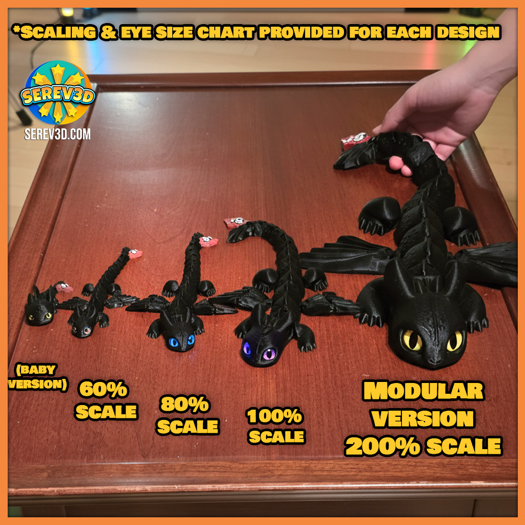 Night Fury Dragons 2026 - Flexi Dragons, Baby Versions, Eggs, Keychain Options 3D 3MF Model