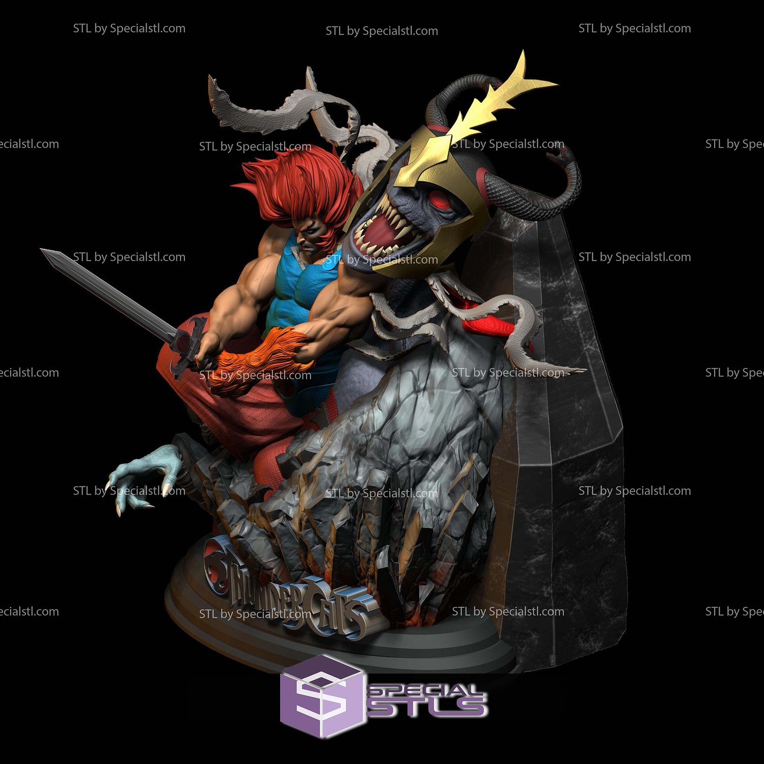 Thundercats Diorama Mumm Ra and Lion O STL Files 3D Model — view 2