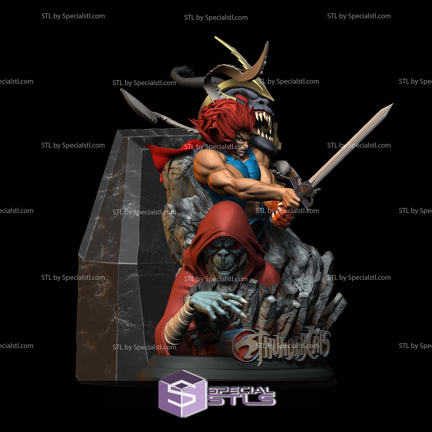 Thundercats Diorama Mumm Ra and Lion O STL Files 3D Model — view 3