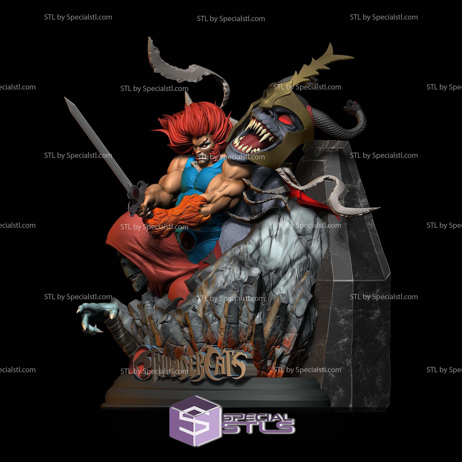 Thundercats Diorama Mumm Ra and Lion O STL Files 3D Model — view 4