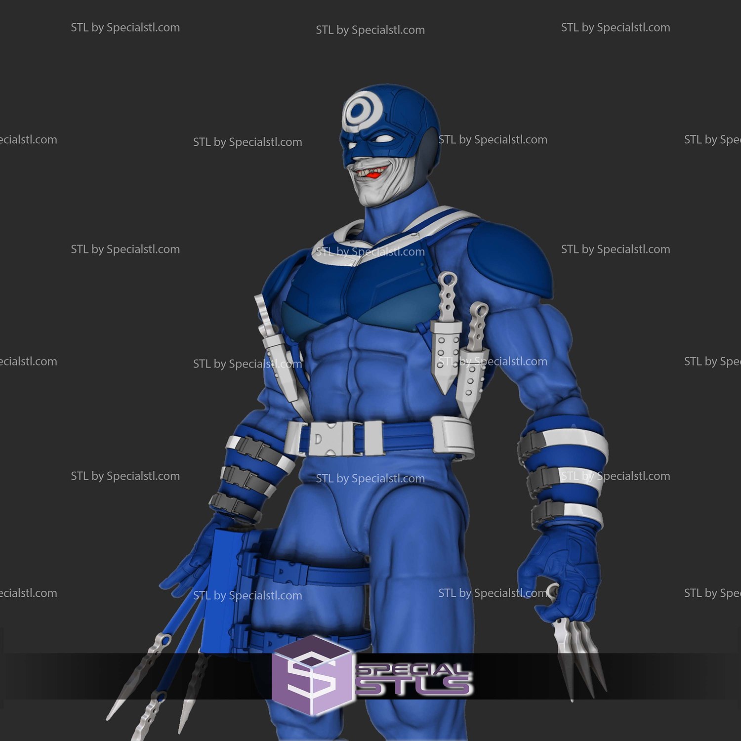Custom Figure STL Bullseye Head and Armor 3D Model — view 3