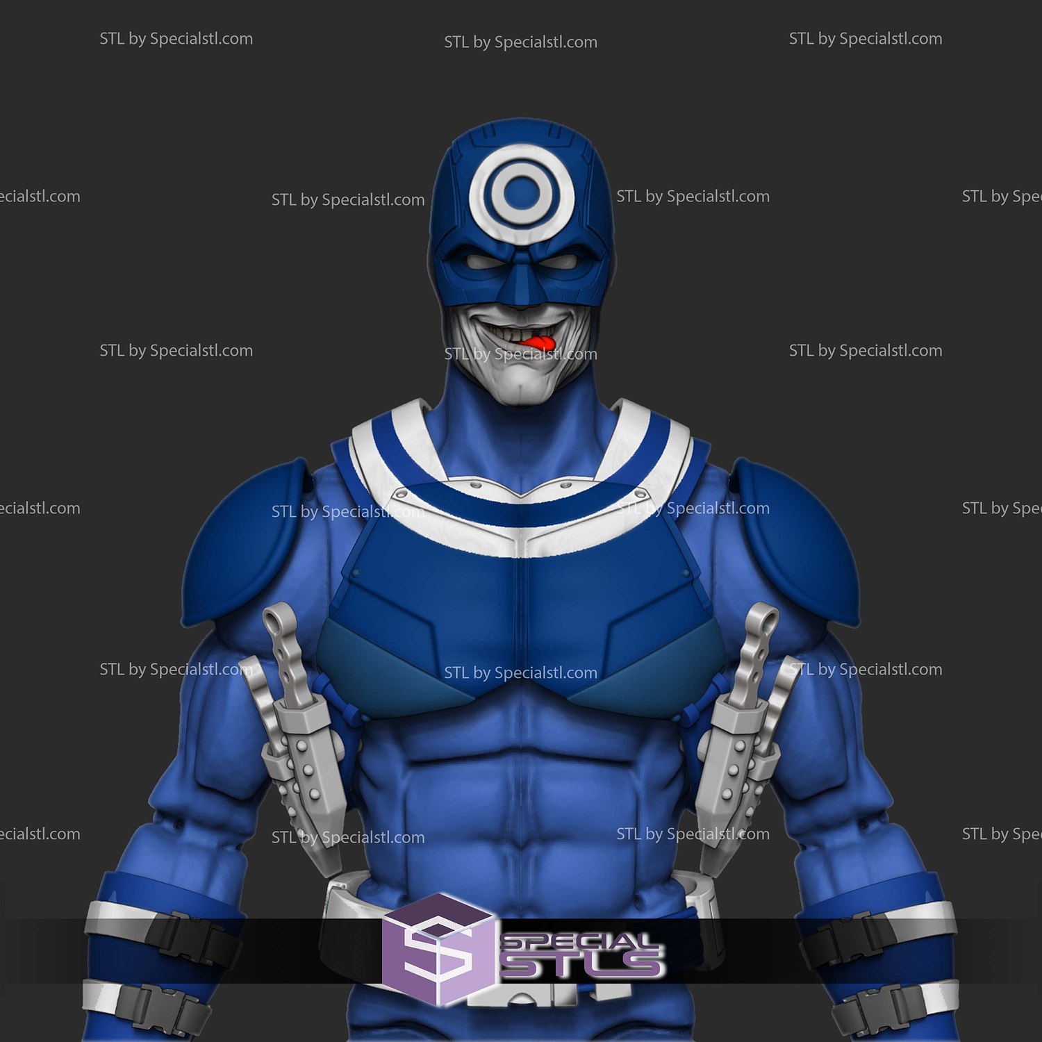 Custom Figure STL Bullseye Head and Armor 3D Model — view 4