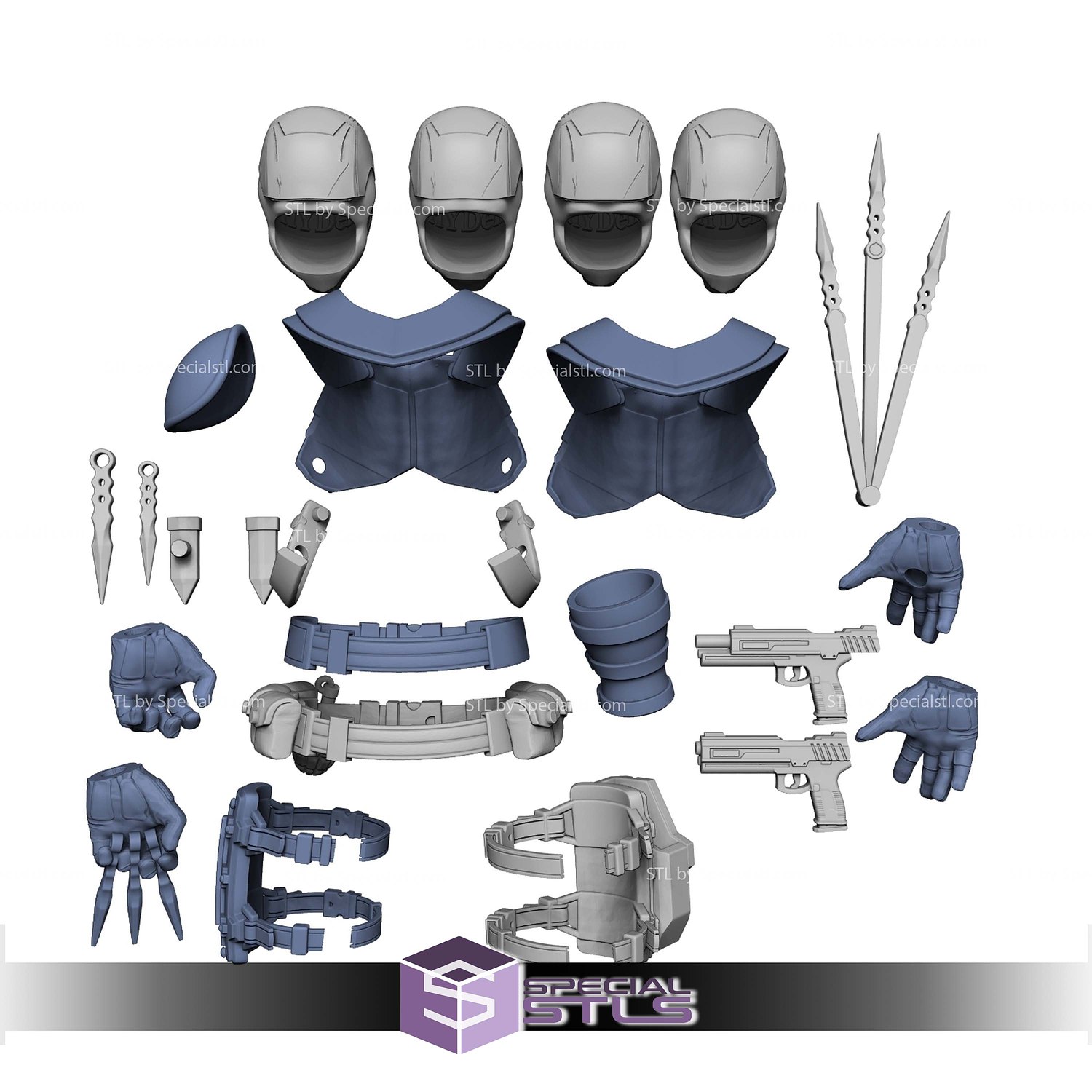 Custom Figure STL Bullseye Head and Armor 3D Model — view 8