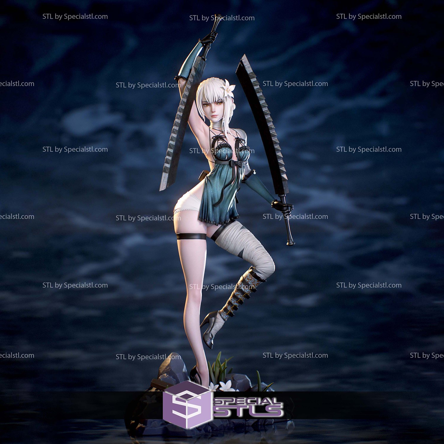 Kaine Double Sword 3D Print Files STL Model — view 2