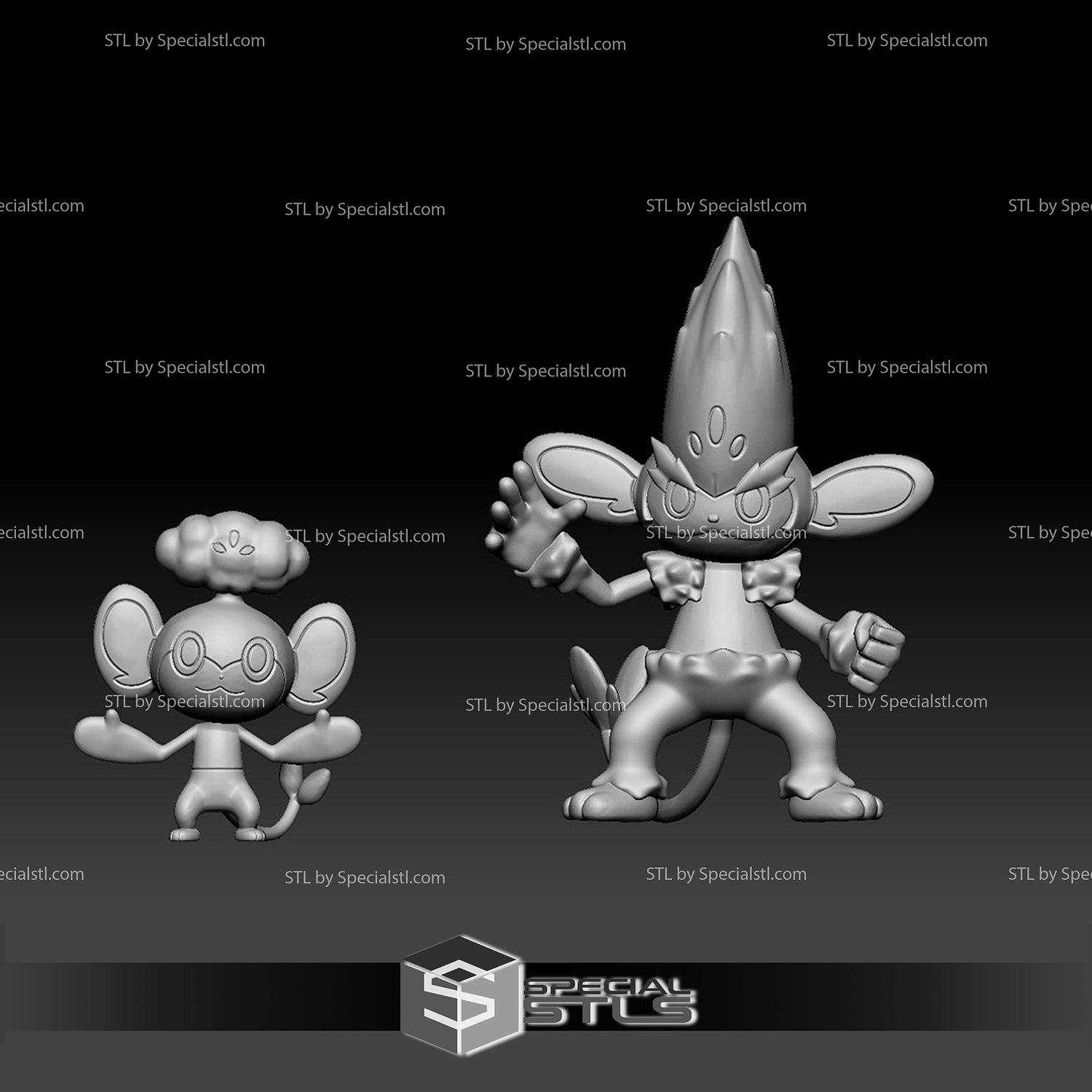 Pokemon STL Collection Pansage Simisage 3D Model — view 2