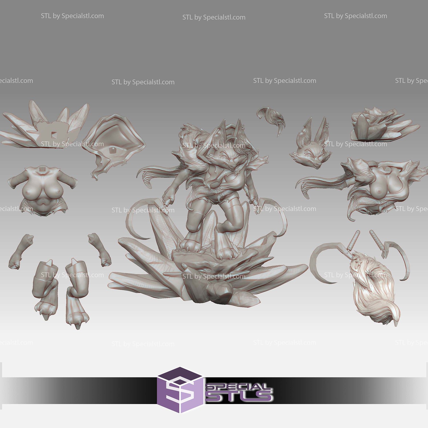 Death Wolf Female 3D Printer Files STL Model — view 4