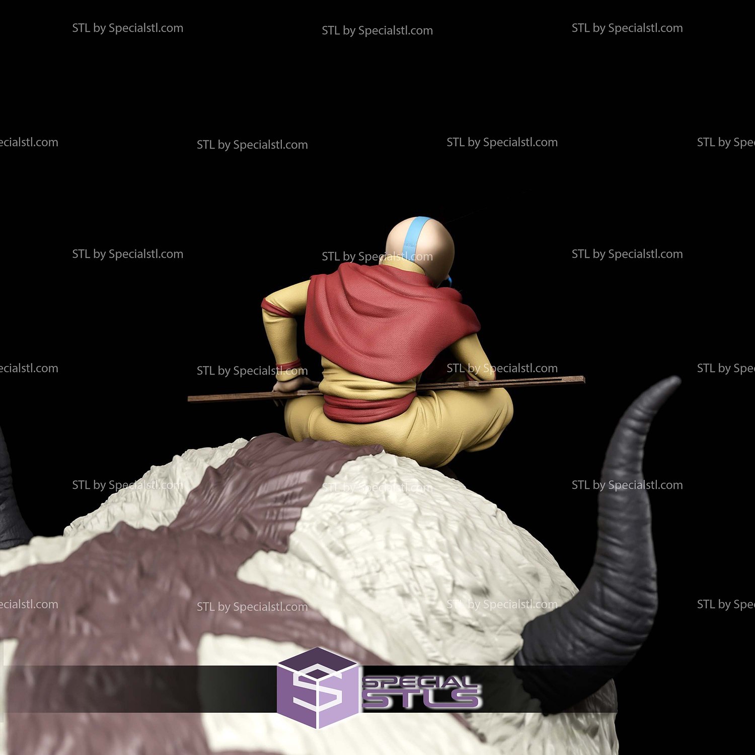 Aang Appa and Momo STL Files 3D Model — view 2