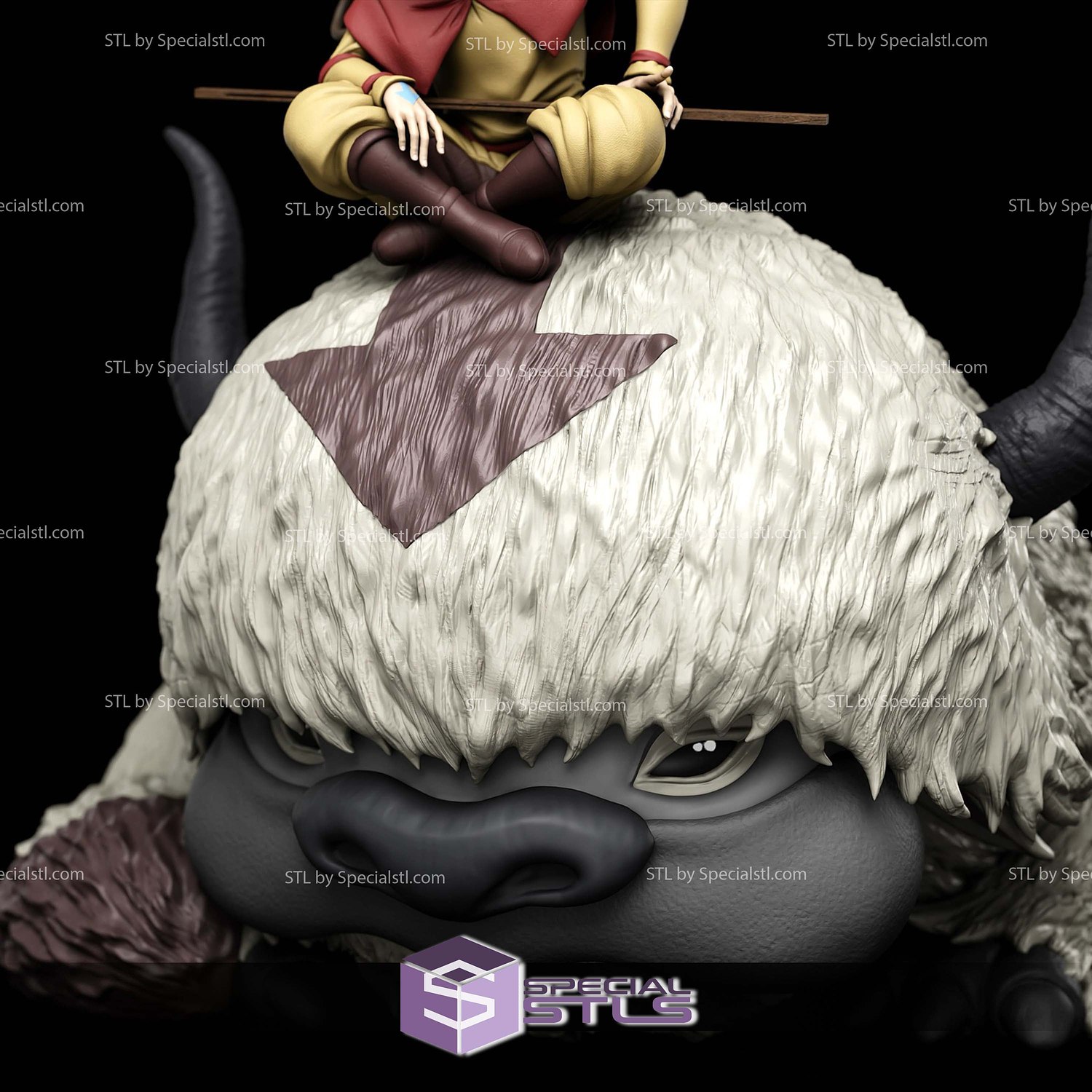Aang Appa and Momo STL Files 3D Model — view 3