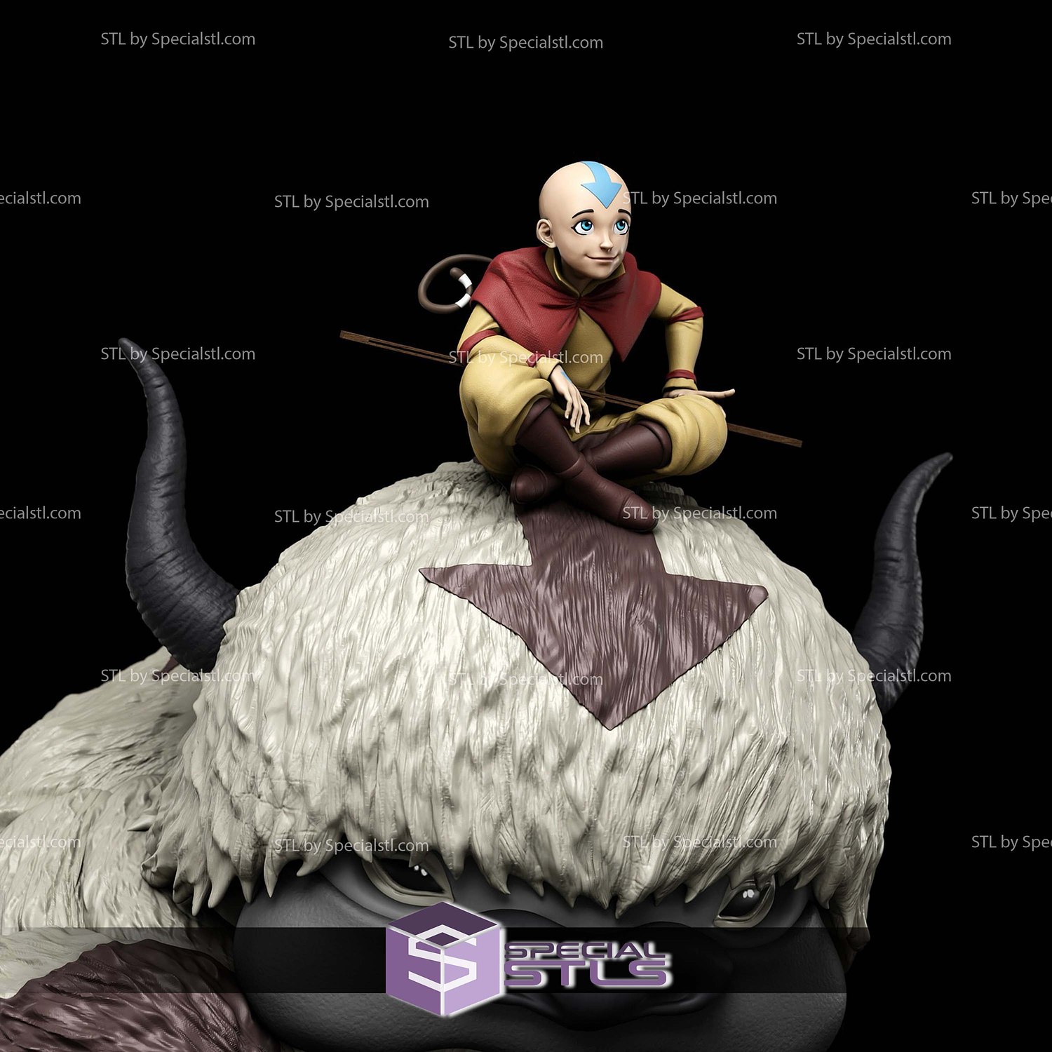Aang Appa and Momo STL Files 3D Model — view 4