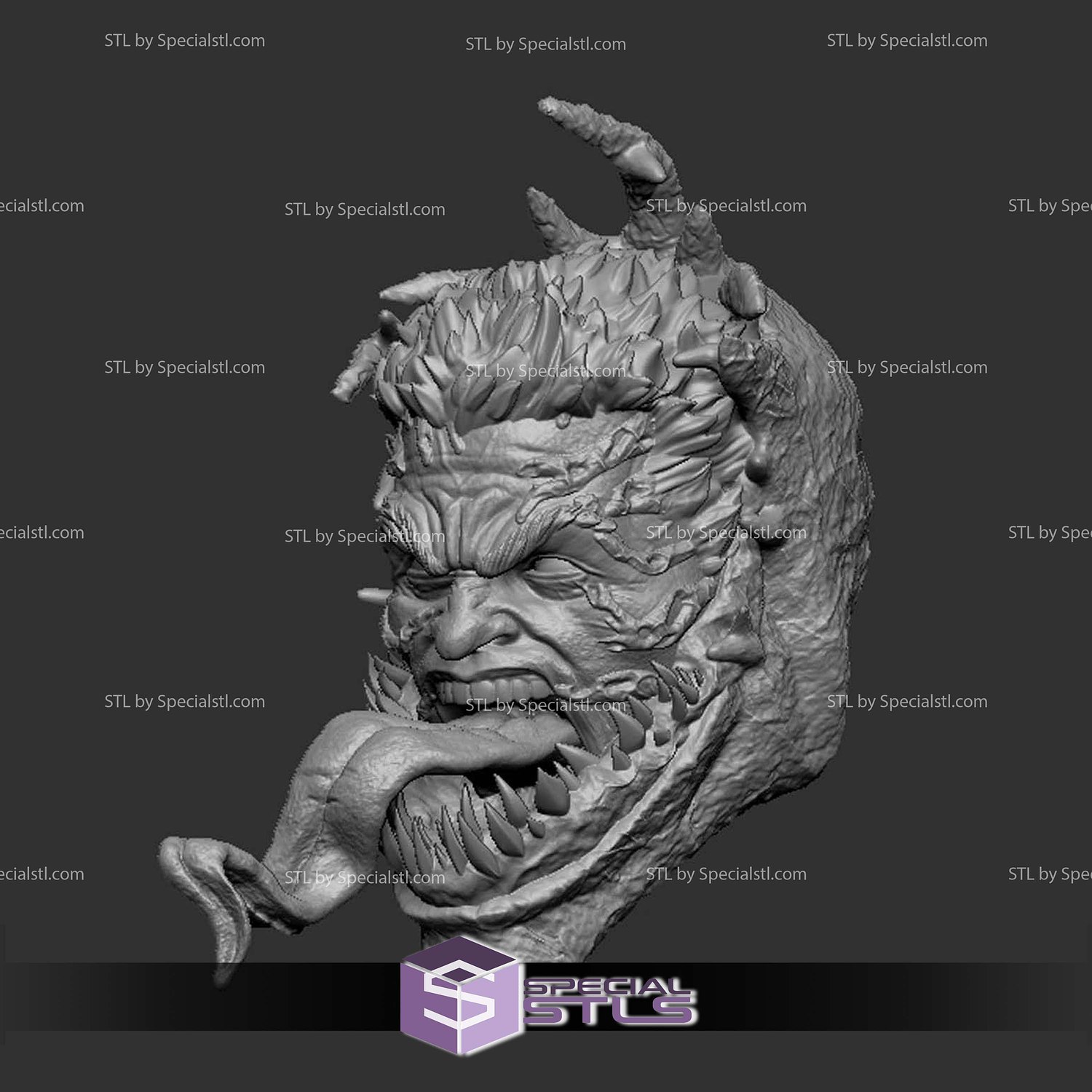 Custom Head STL Eddie Brock Venomized Tongue 3D Model — view 2
