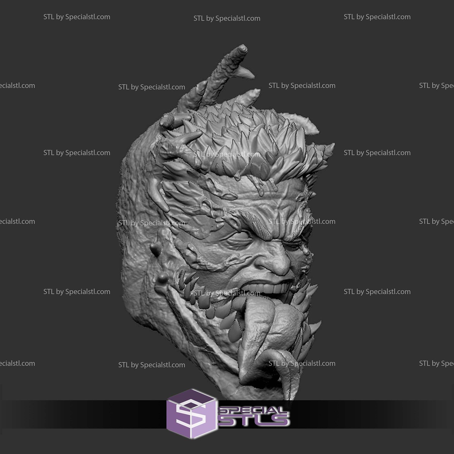 Custom Head STL Eddie Brock Venomized Tongue 3D Model — view 3