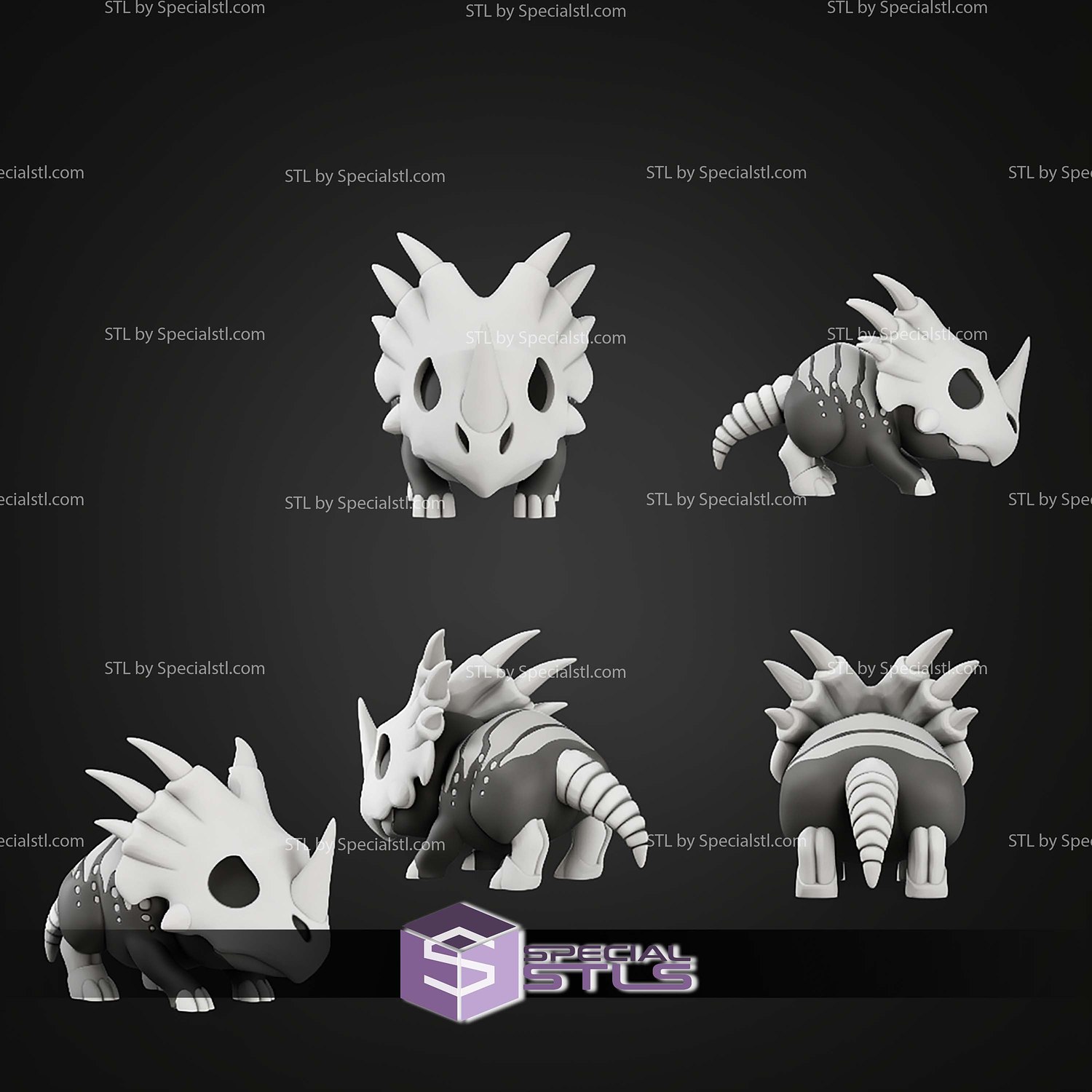 Styracosaurus Boney Beast STL Files 3D Model — view 2