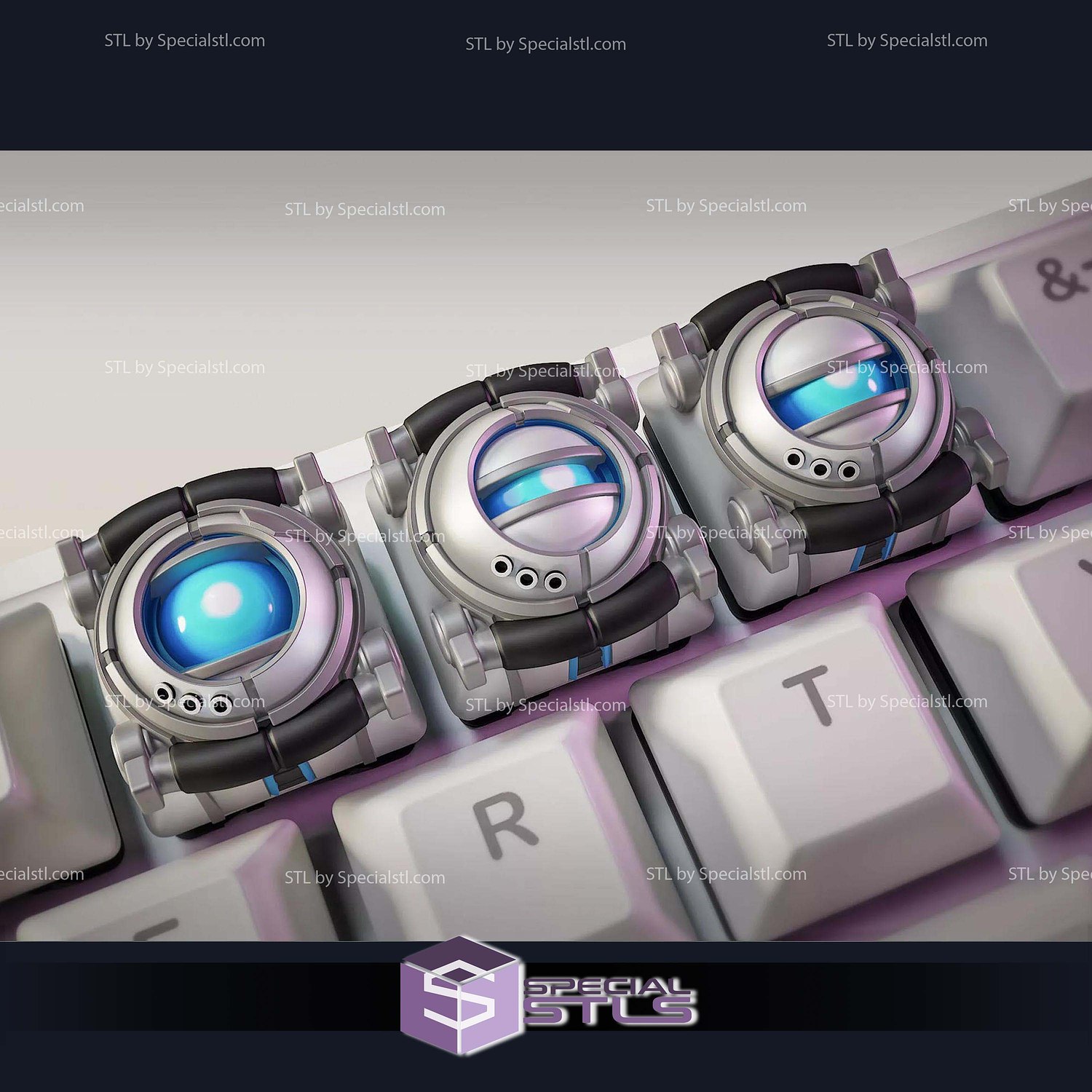 Wheatly Portal 2 Keycaps STL Files 3D Model — view 2