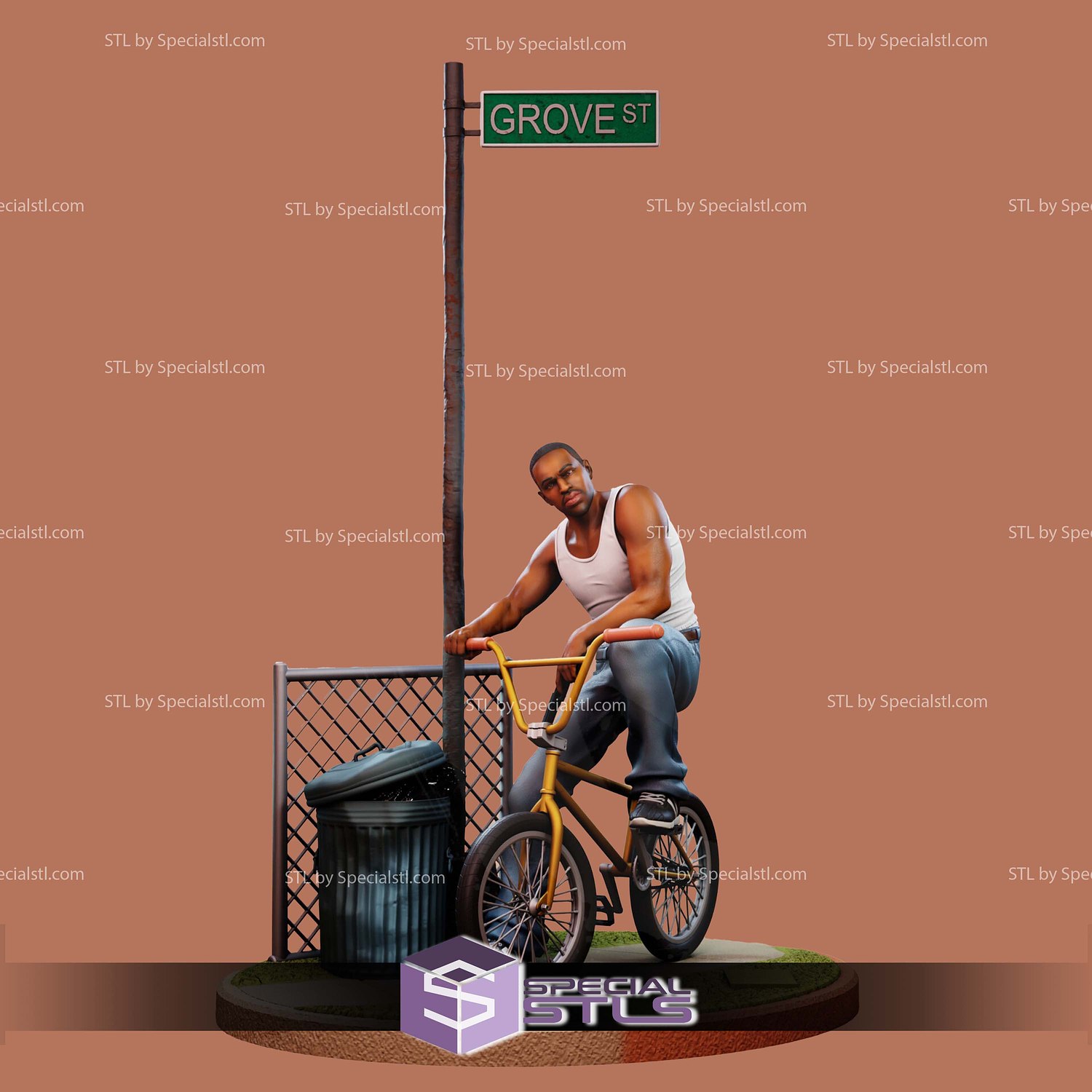 Carl CJ Johnson GTA San Andreas 3D Printer Files STL Model — view 2