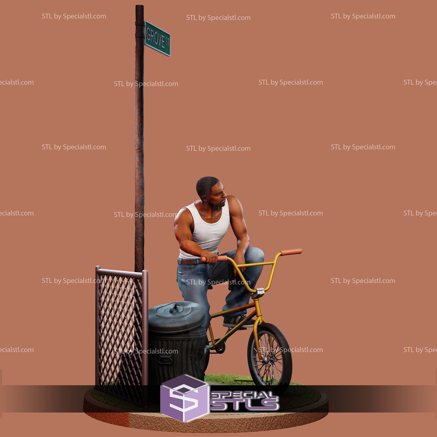 Carl CJ Johnson GTA San Andreas 3D Printer Files STL Model — view 3