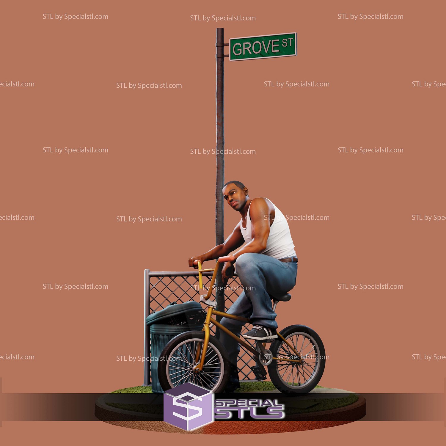 Carl CJ Johnson GTA San Andreas 3D Printer Files STL Model — view 4