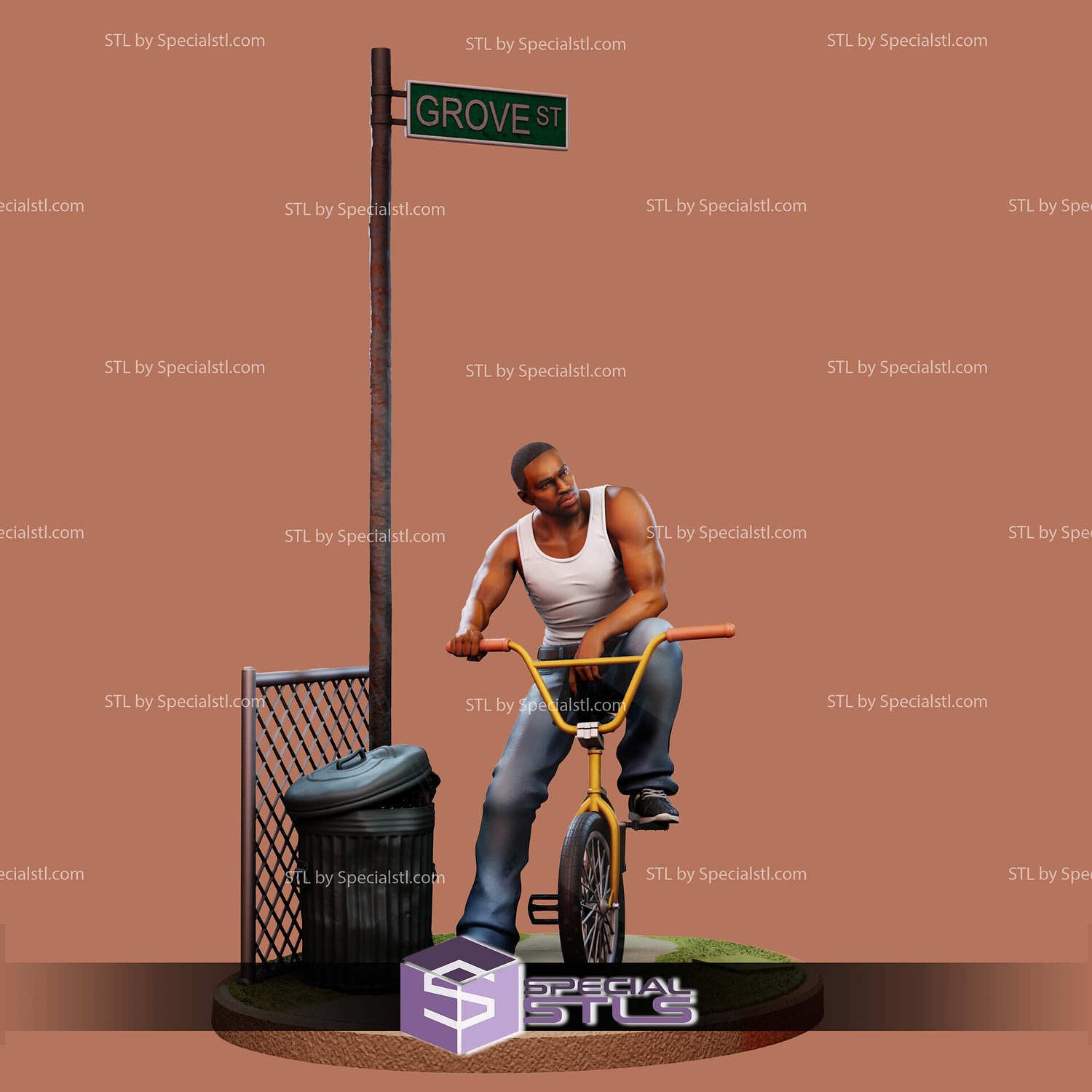 Carl CJ Johnson GTA San Andreas 3D Printer Files STL Model — view 6
