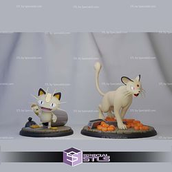 Basic Pokemon Collection - Meowth and Persian 3D STL Model