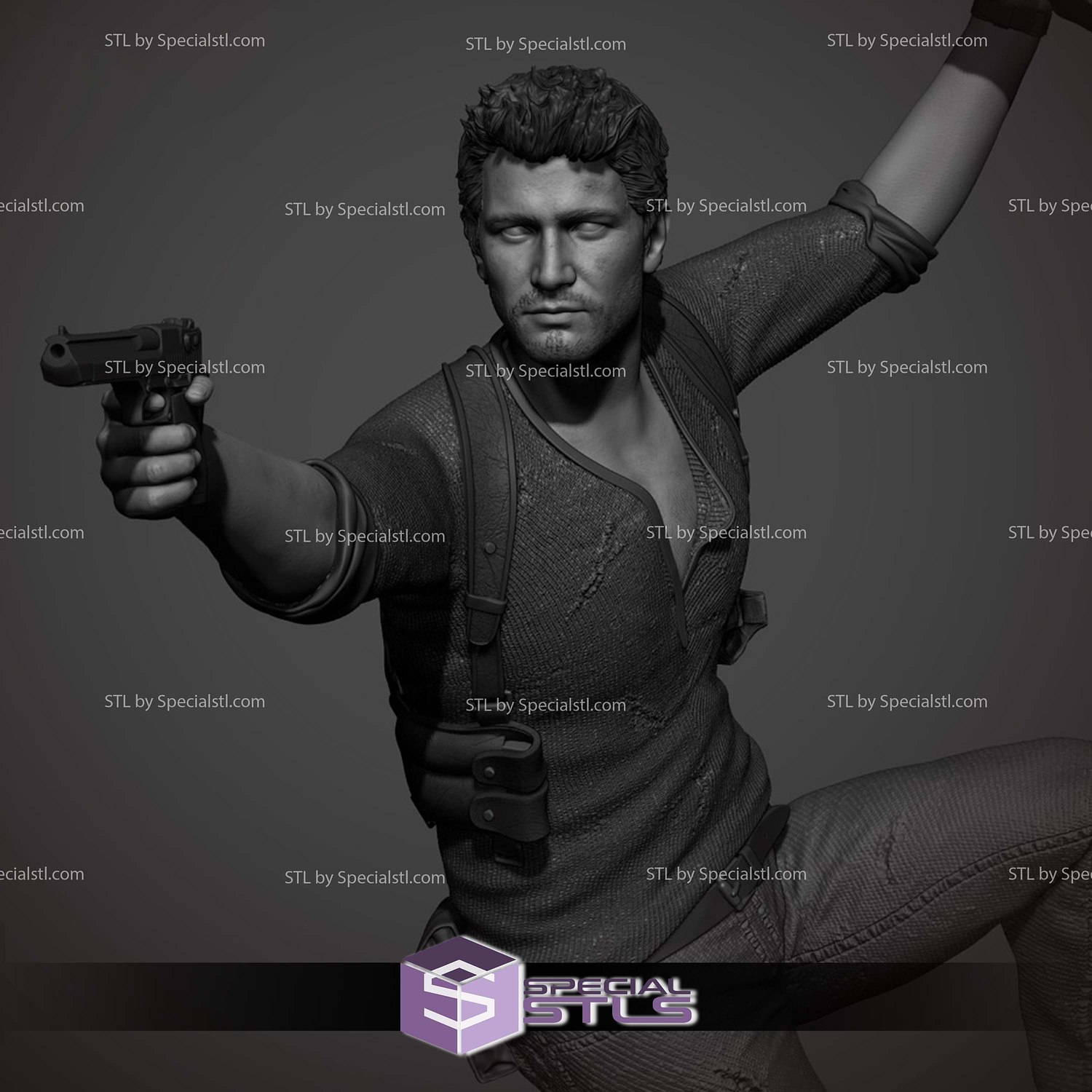 Nathan Drake Uncharted Diorama STL Files 3D Model — view 2