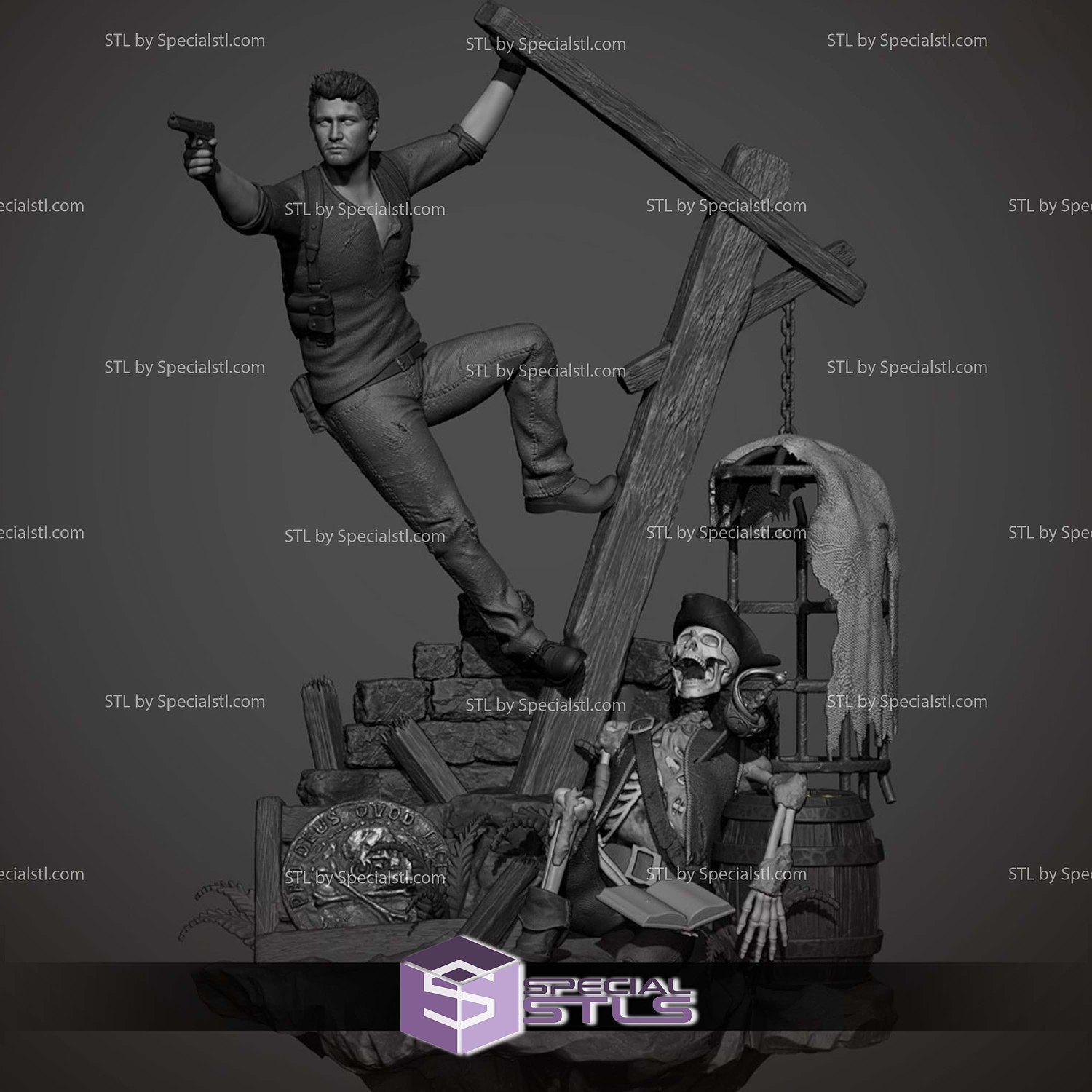 Nathan Drake Uncharted Diorama STL Files 3D Model — view 4