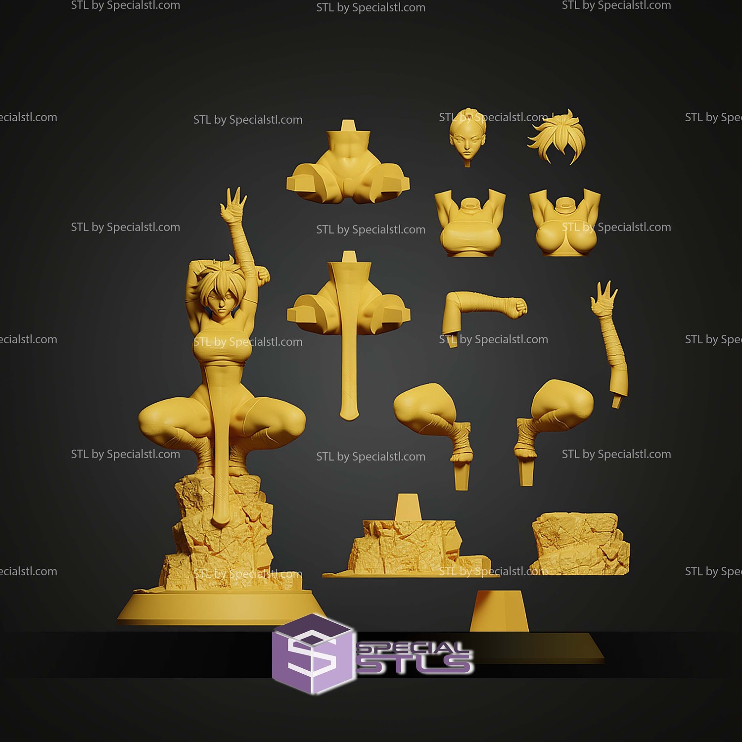 Marle Barrock Stretch Pose STL Files 3D Model — view 6
